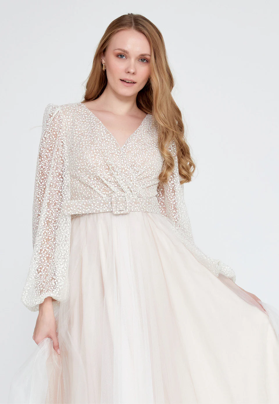 Long Sleeve Maxi Tulle Column Regular Wedding Guest Dress ron7176 - Image 4