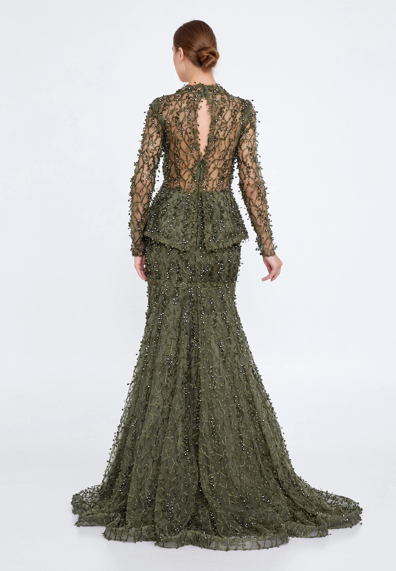 Long Sleeve Maxi Tulle Fit & Flare Regular Prom Dress knz3004 - Image 10