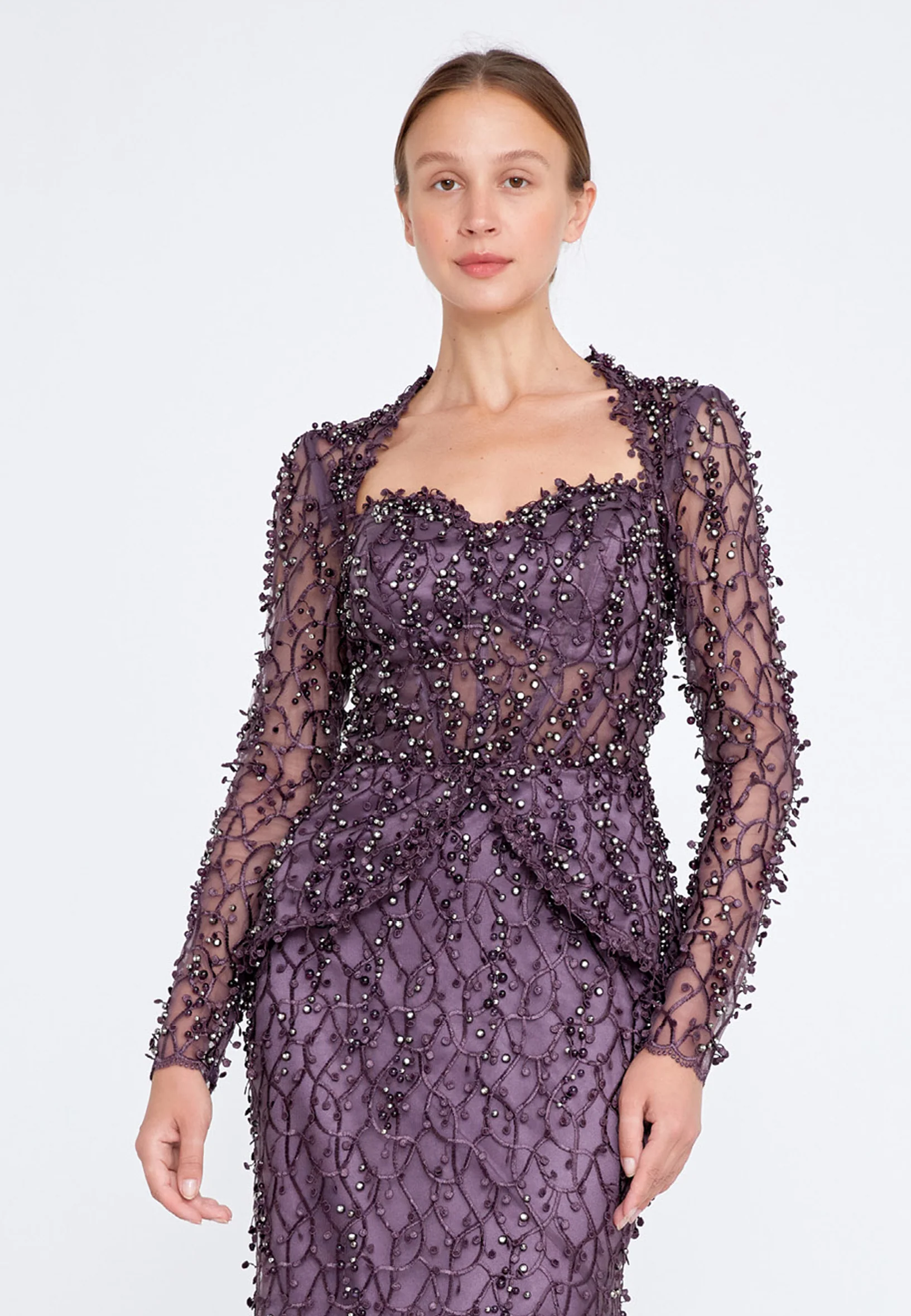 Long Sleeve Maxi Tulle Fit & Flare Regular Prom Dress knz3004 - Image 20