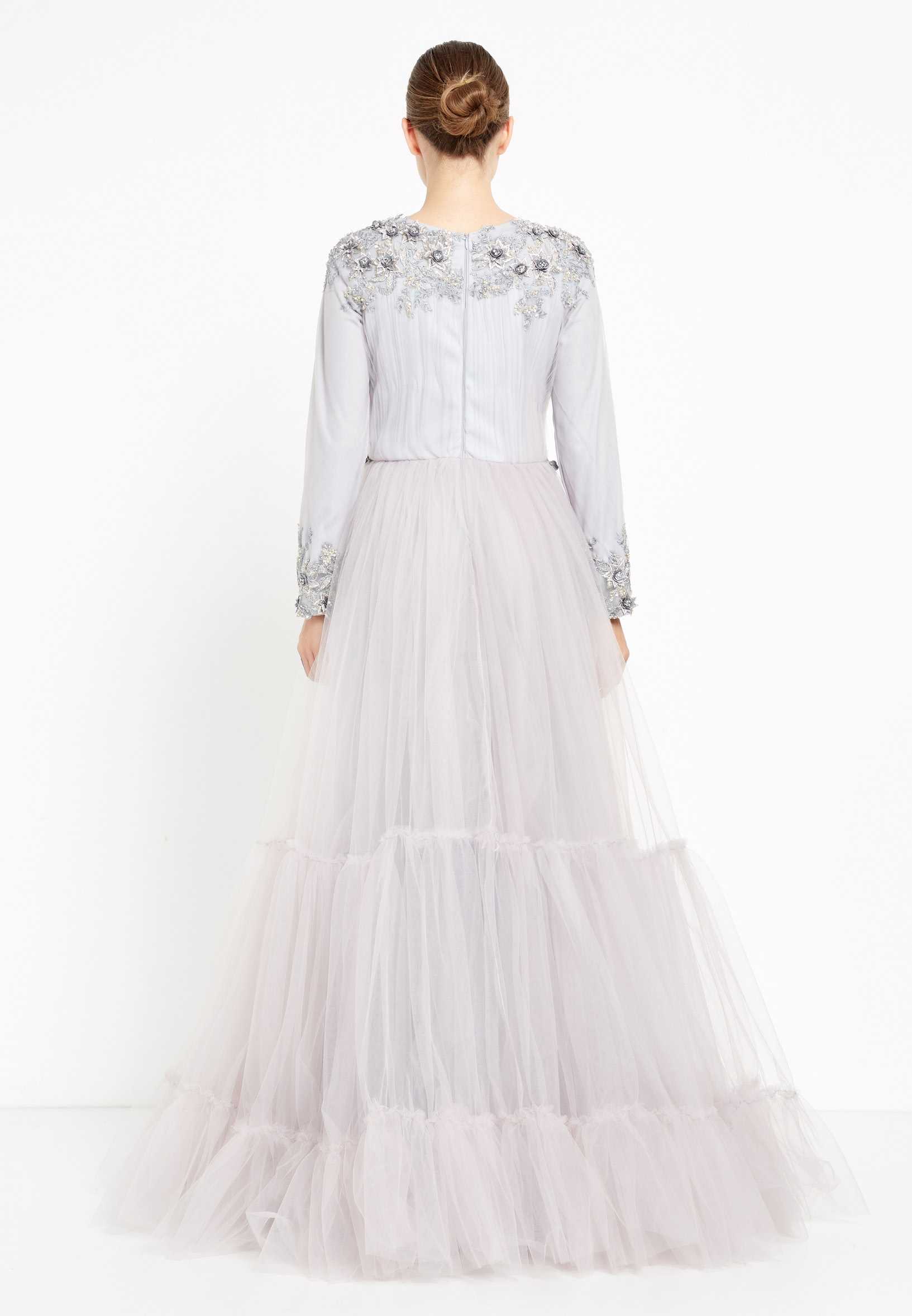 Long Sleeve Maxi Tulle Gown Regular Prom Dress stn4790 - Image 10