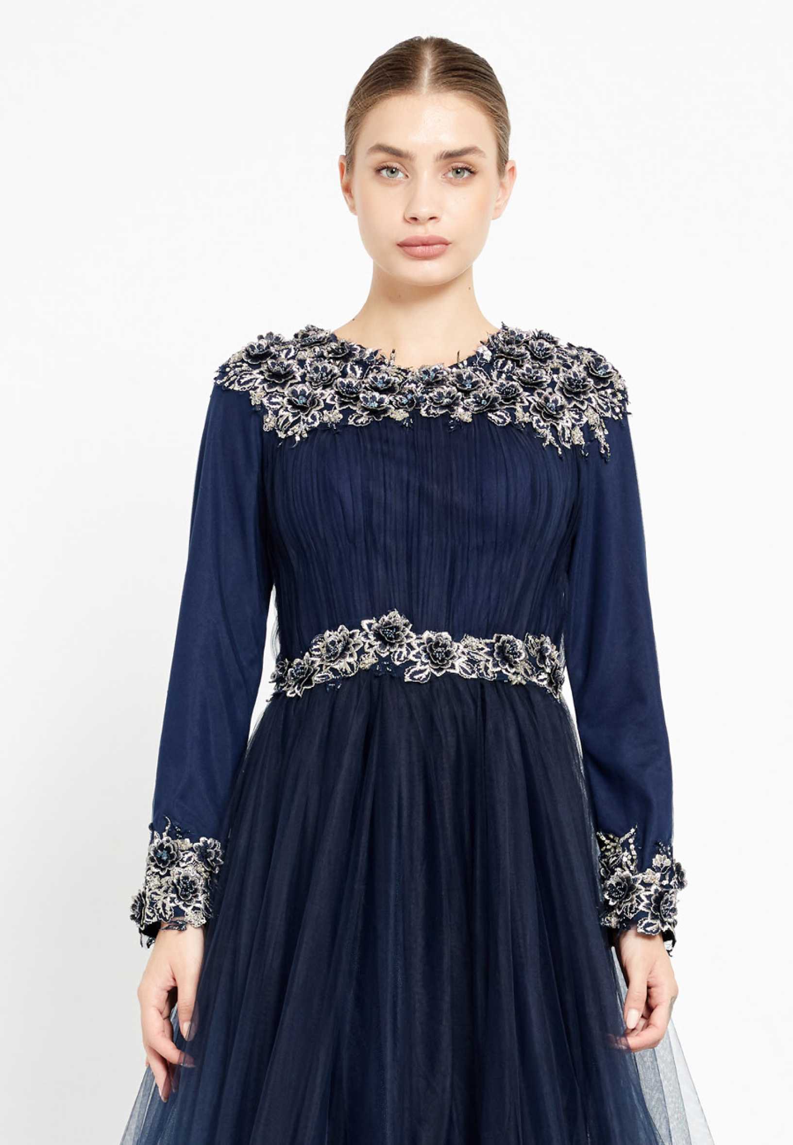 Long Sleeve Maxi Tulle Gown Regular Prom Dress stn4790 - Image 16