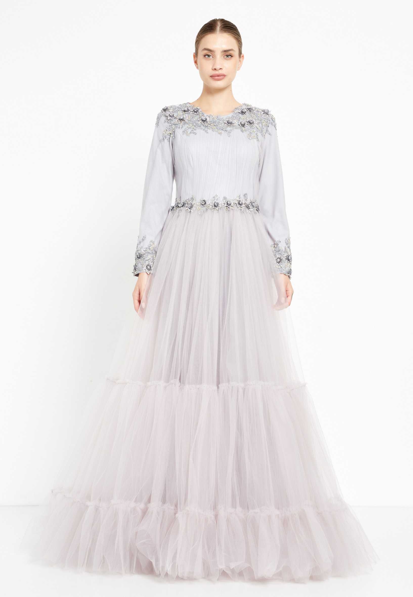 Long Sleeve Maxi Tulle Gown Regular Prom Dress stn4790 - Image 9