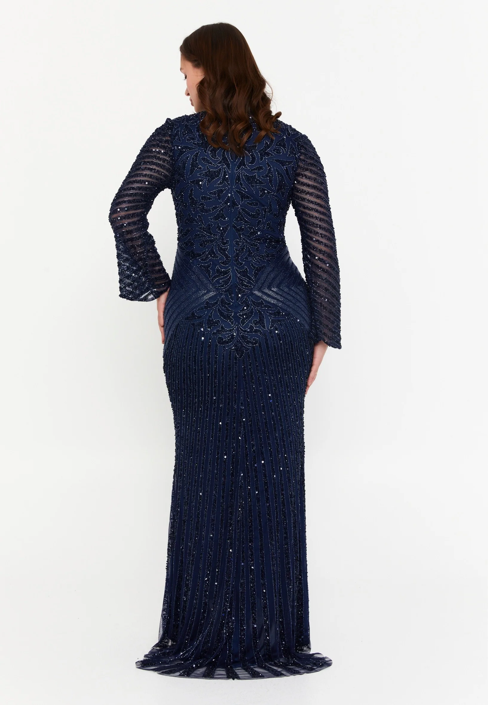 Long Sleeve Maxi Tulle Mermaid Plus Size Wedding Guest Dress dvv1260 - Image 2