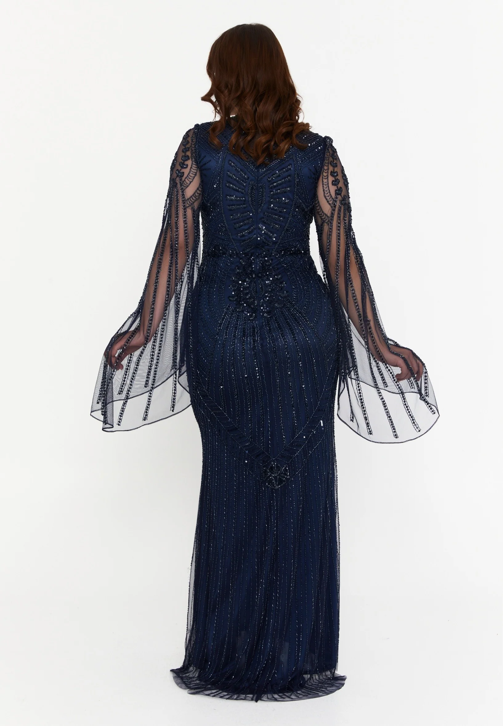Long Sleeve Maxi Tulle Mermaid Plus Size Wedding Guest Dress dvv1827 - Image 2