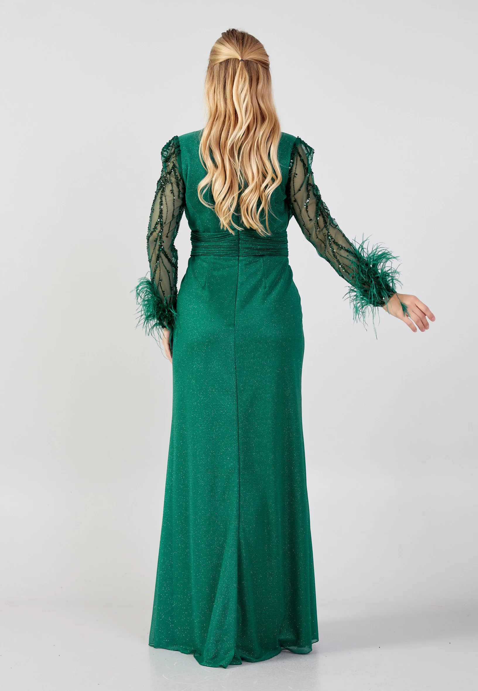 Long Sleeve Maxi Tulle Mermaid Plus Size Wedding Guest Dress omn684-b - Image 10
