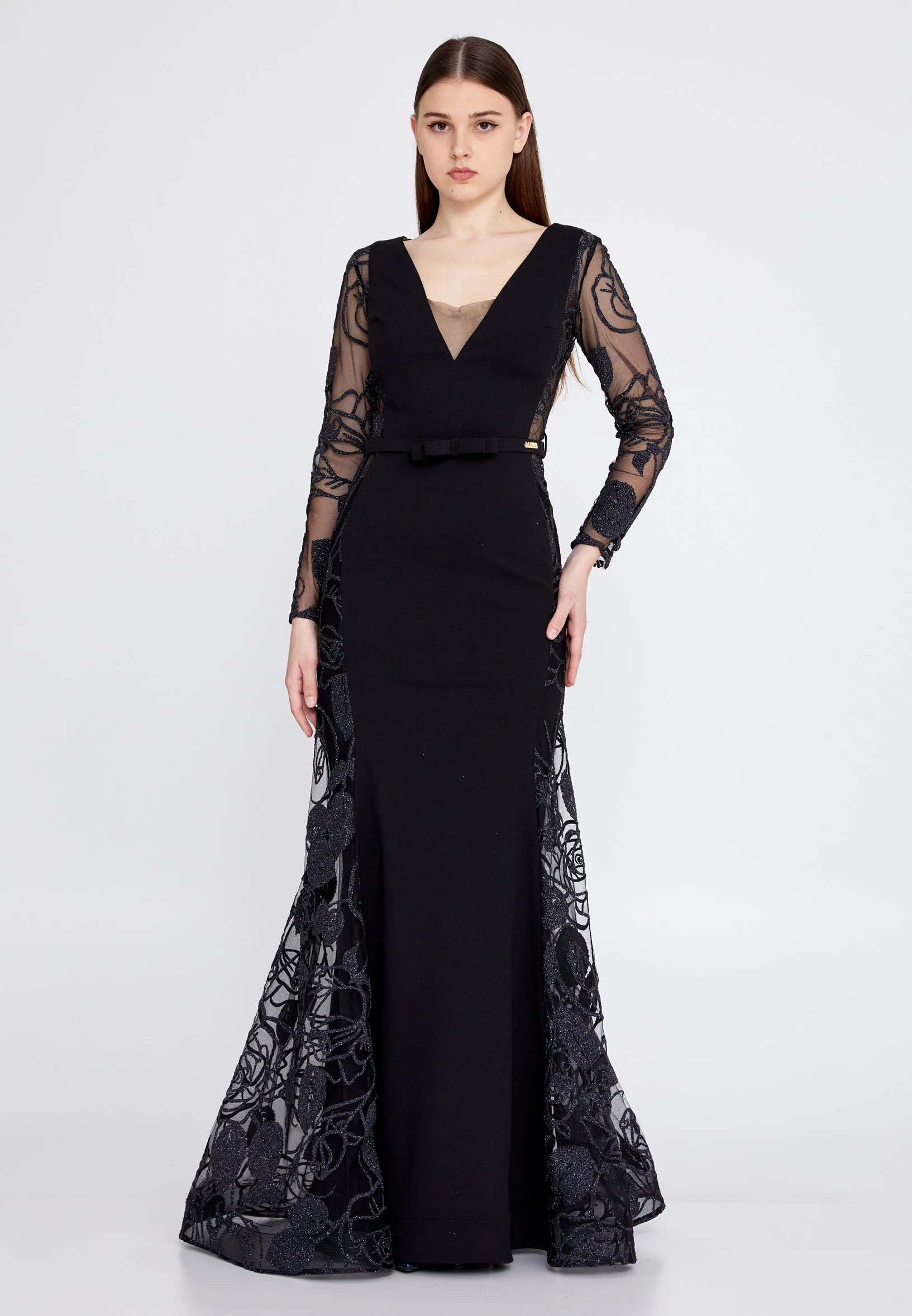Long Sleeve Maxi Tulle Mermaid Regular Evening Dress mtn2203