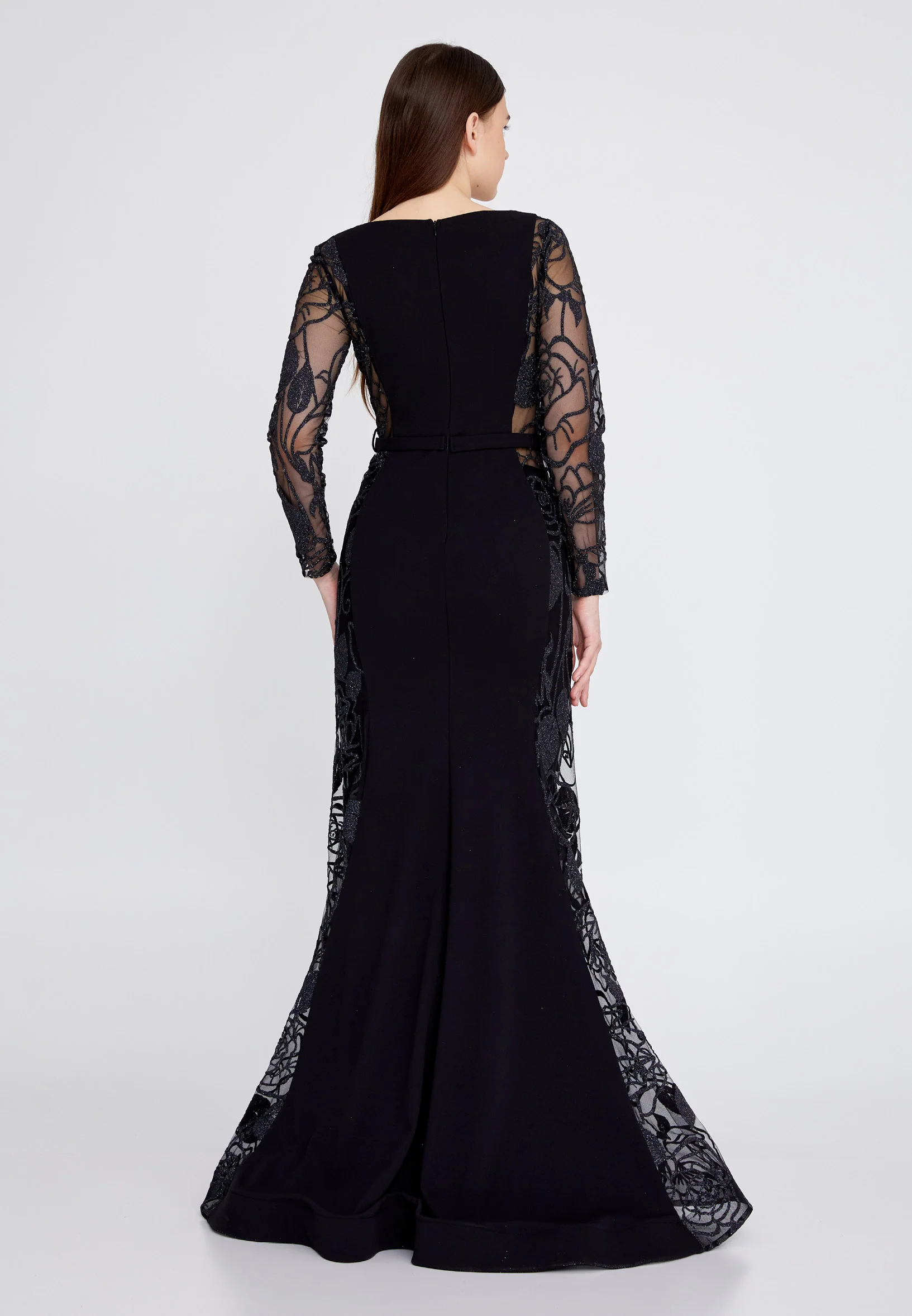 Long Sleeve Maxi Tulle Mermaid Regular Evening Dress mtn2203 - Image 2