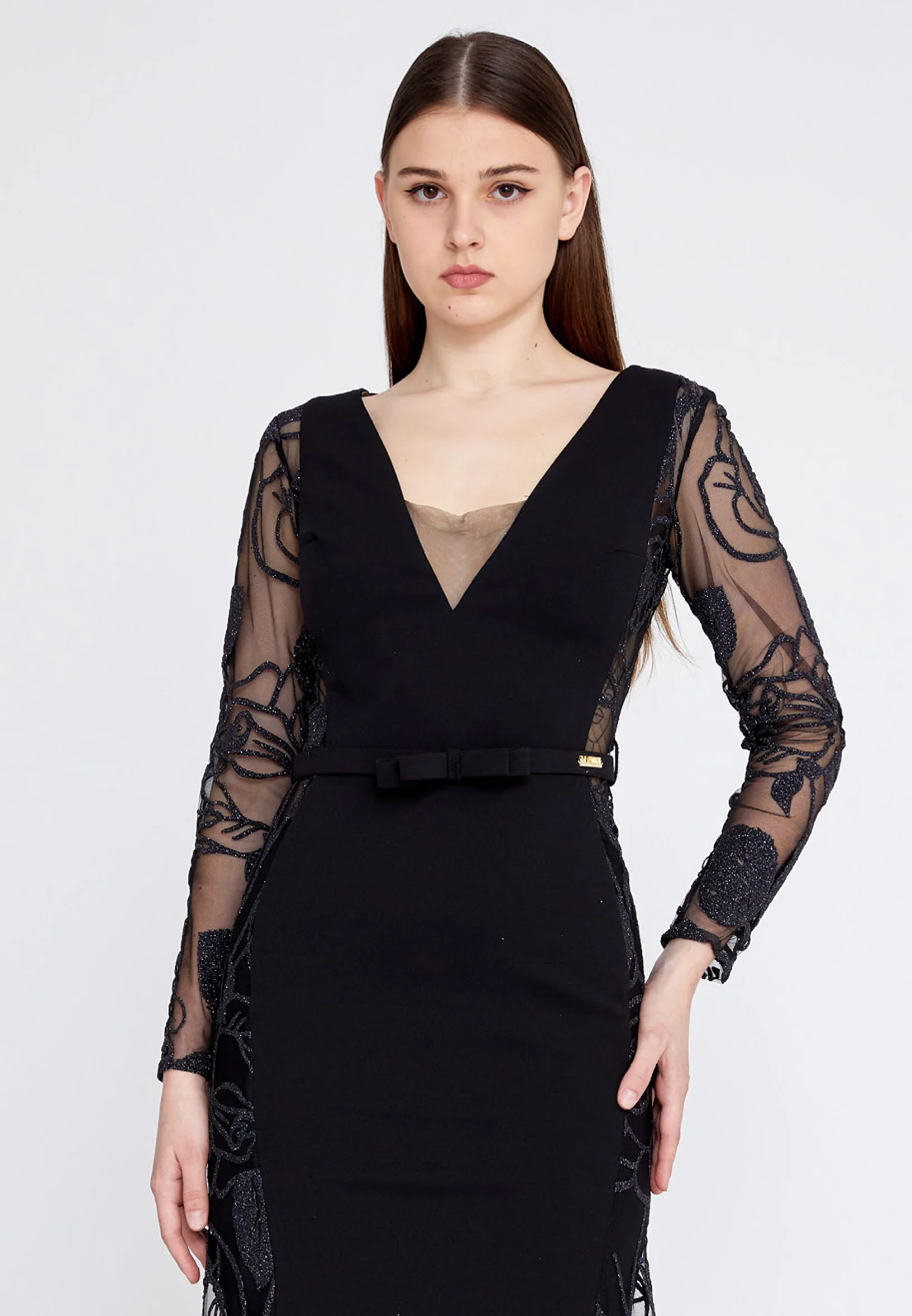 Long Sleeve Maxi Tulle Mermaid Regular Evening Dress mtn2203 - Image 4