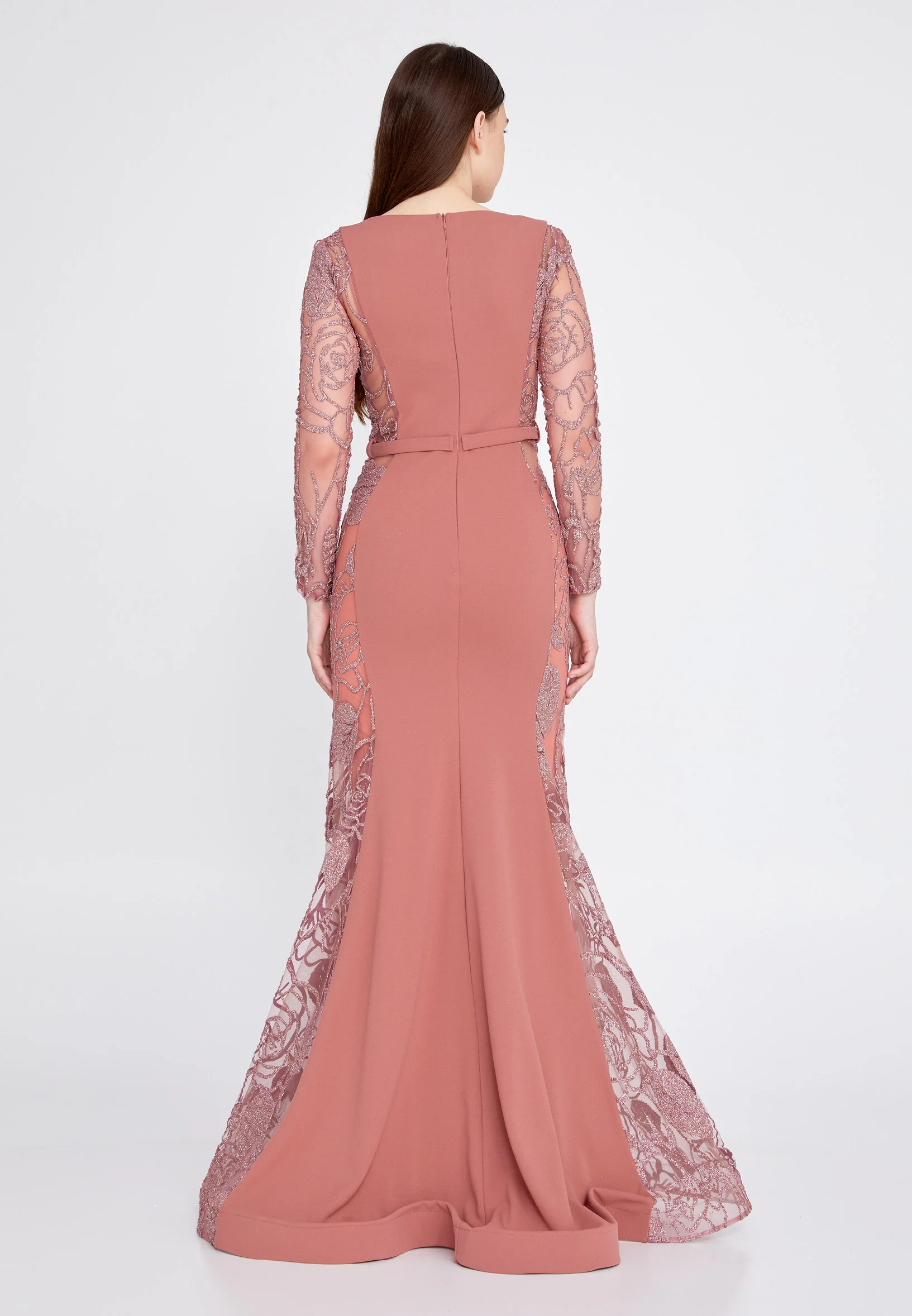 Long Sleeve Maxi Tulle Mermaid Regular Evening Dress mtn2203 - Image 6