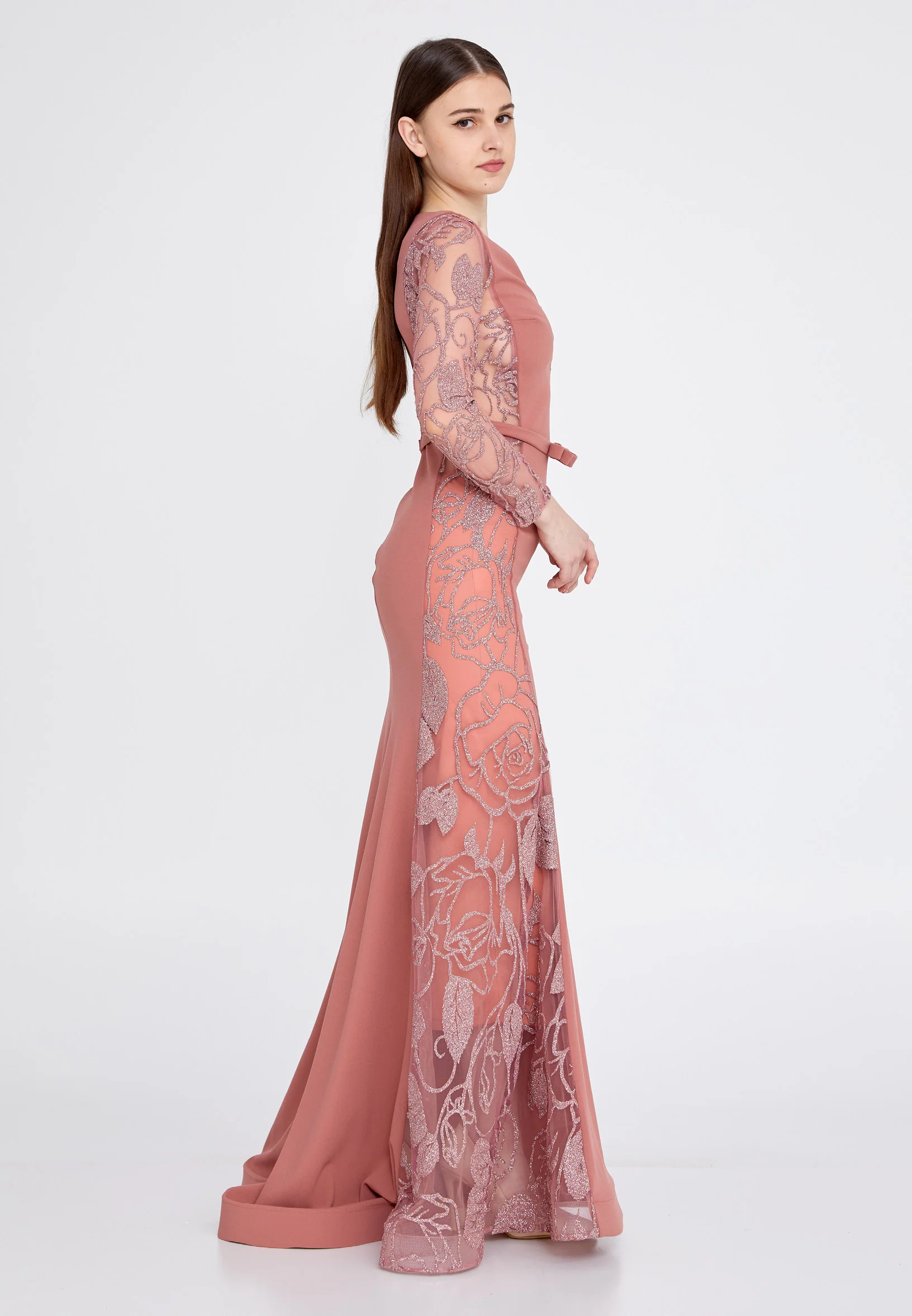 Long Sleeve Maxi Tulle Mermaid Regular Evening Dress mtn2203 - Image 7