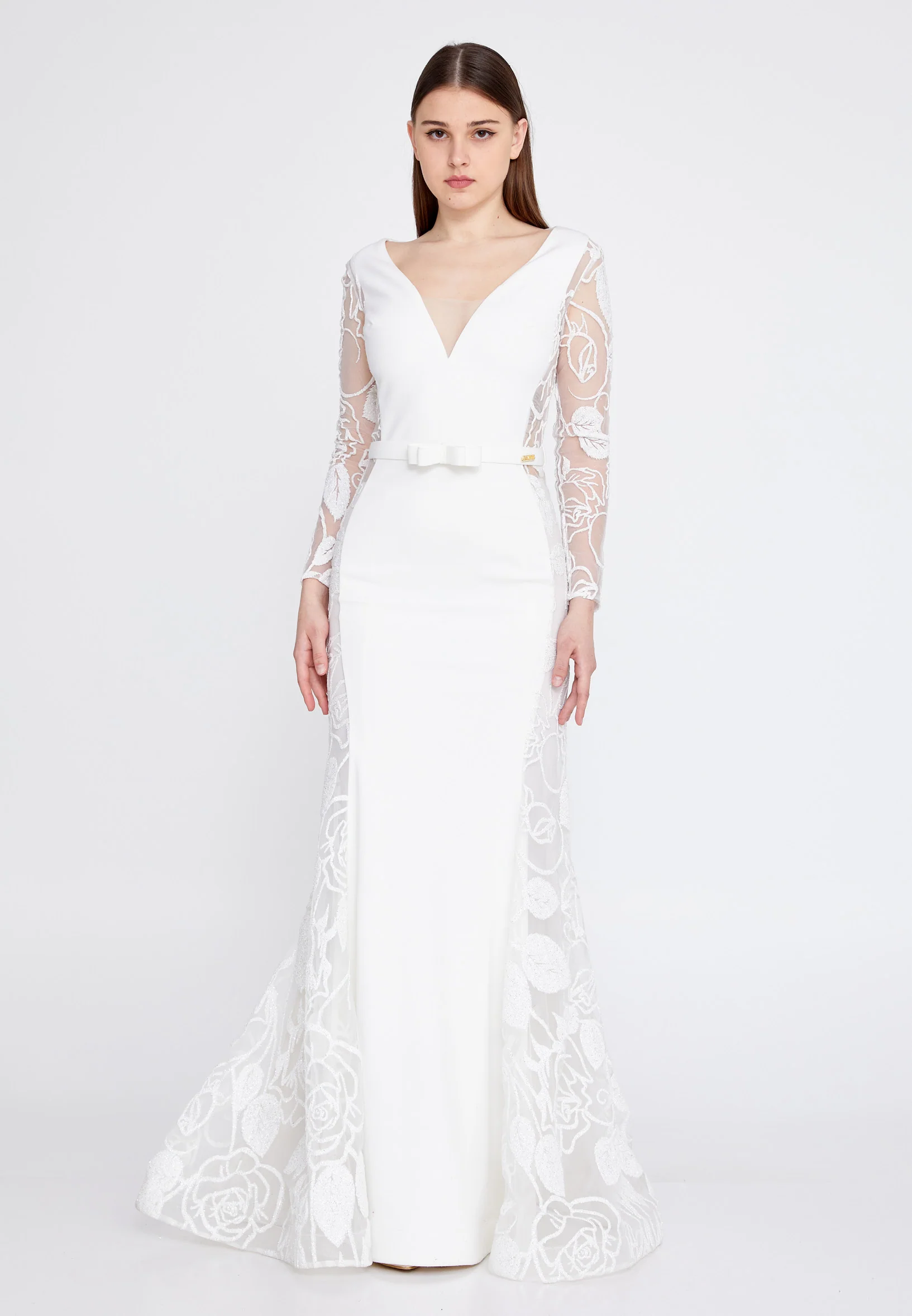 Long Sleeve Maxi Tulle Mermaid Regular Evening Dress mtn2203 - Image 9