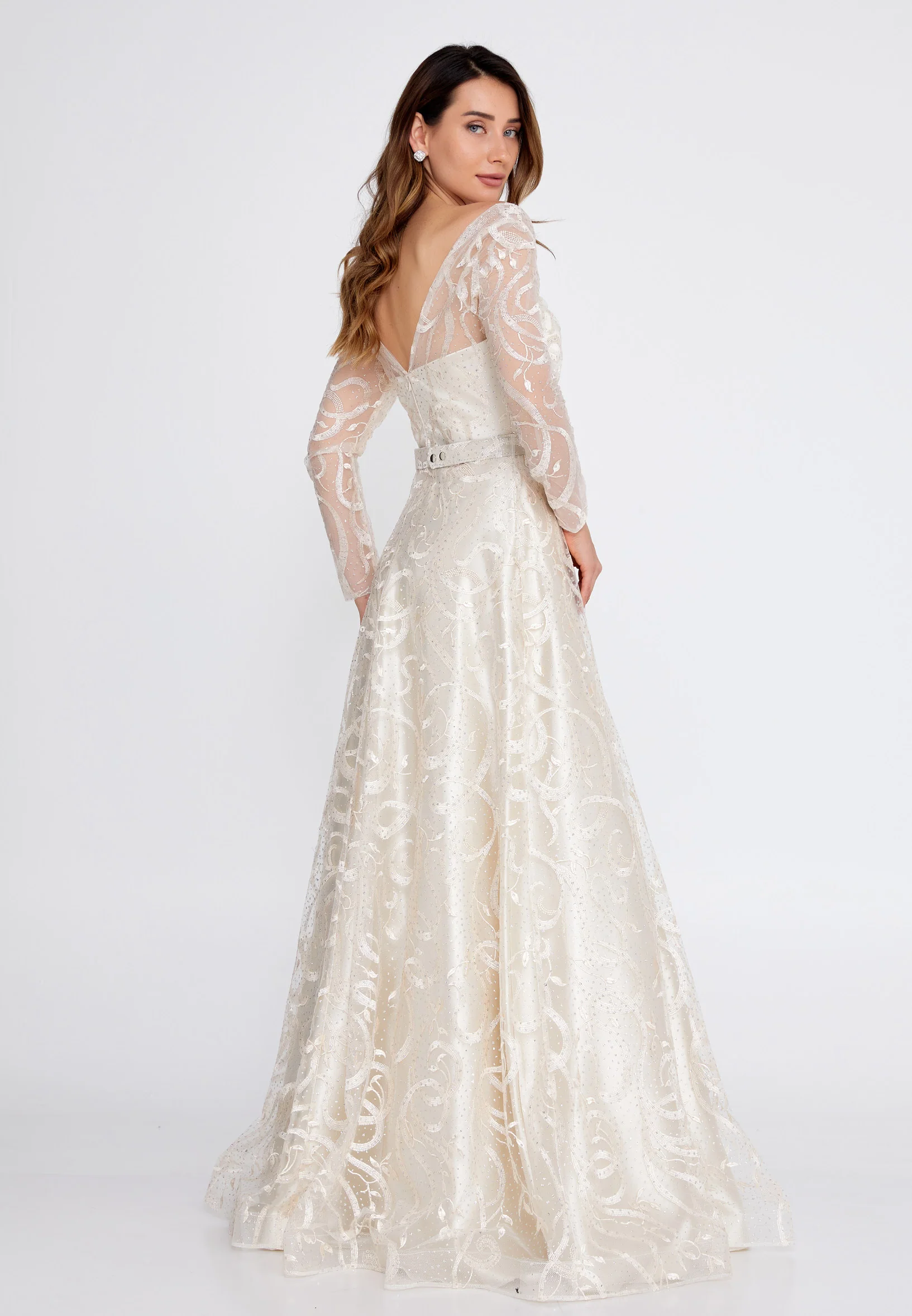 Long Sleeve Maxi Tulle Mermaid Regular Prom Dress bql2459 - Image 11