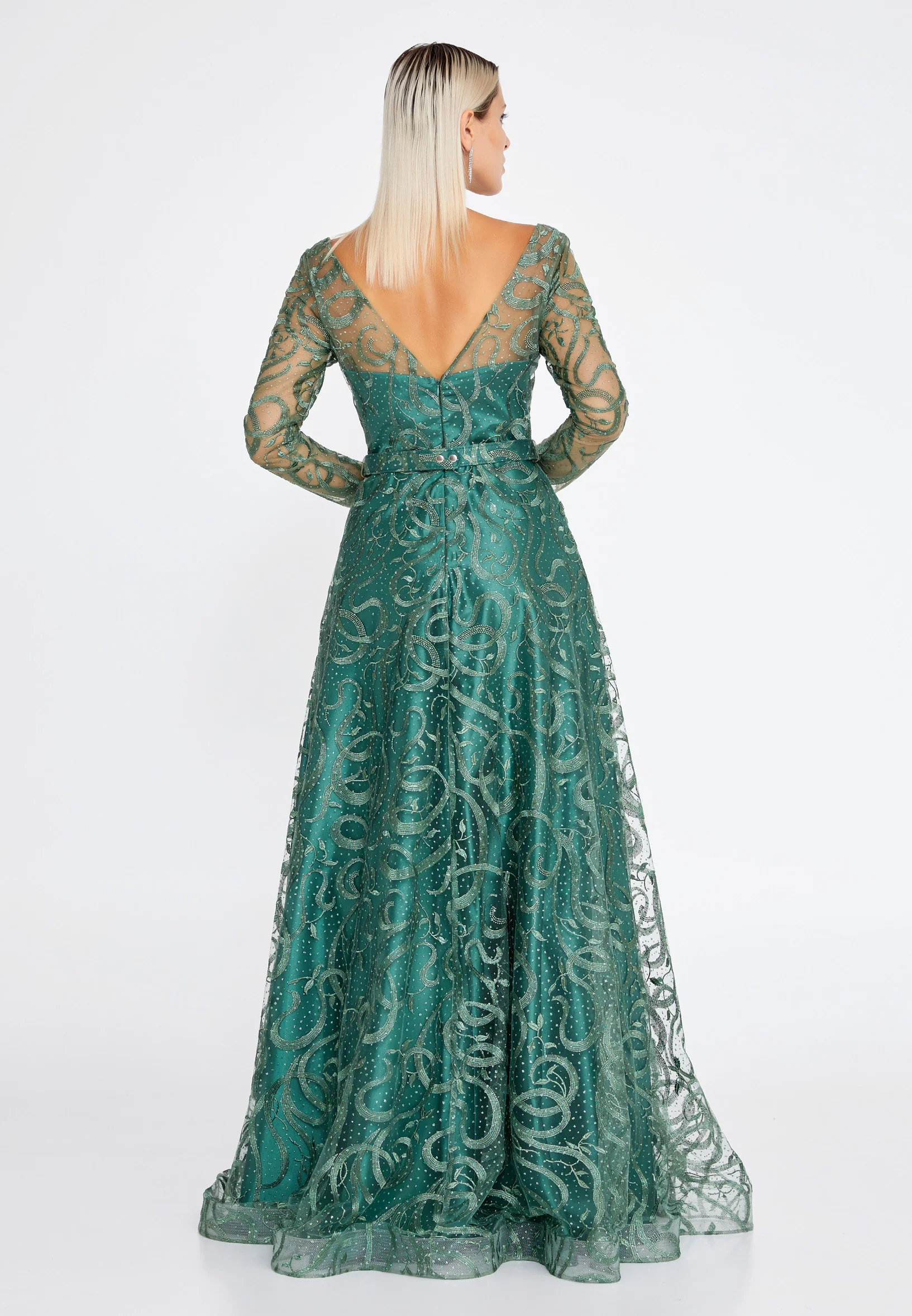 Long Sleeve Maxi Tulle Mermaid Regular Prom Dress bql2459 - Image 14
