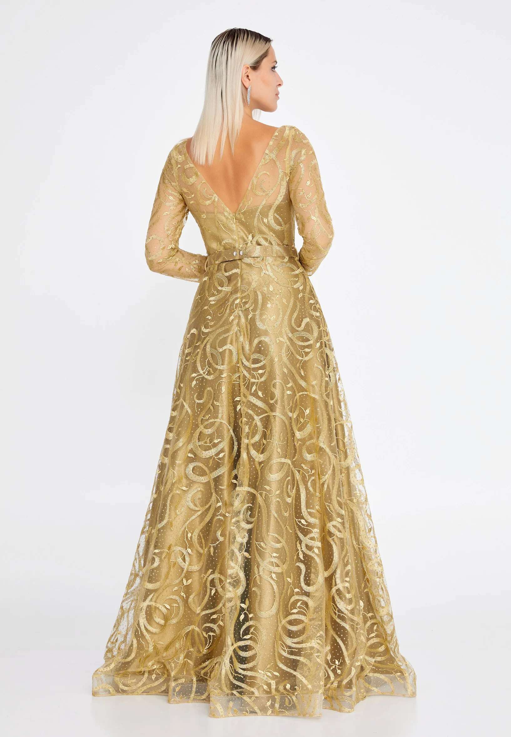 Long Sleeve Maxi Tulle Mermaid Regular Prom Dress bql2459 - Image 18