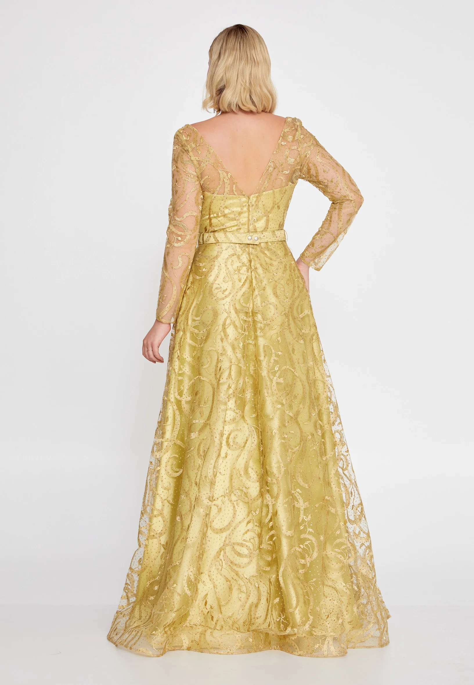 Long Sleeve Maxi Tulle Mermaid Regular Prom Dress bql2459 - Image 22