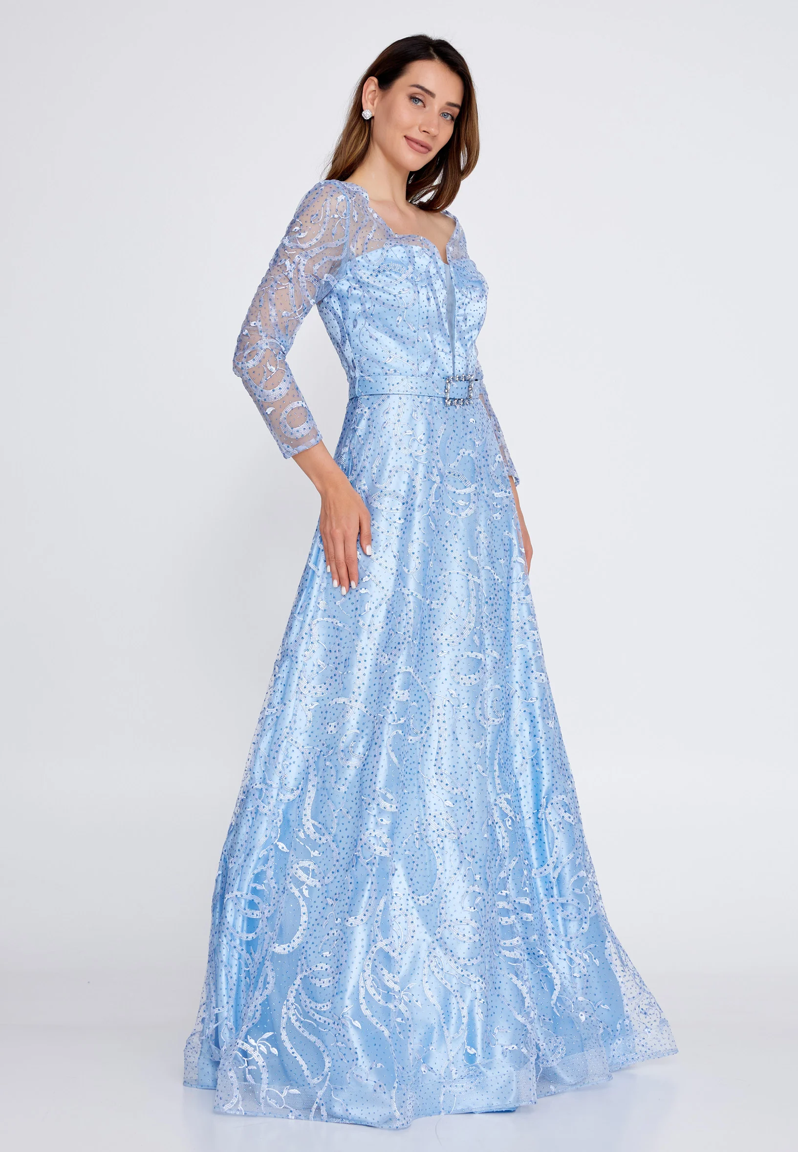 Long Sleeve Maxi Tulle Mermaid Regular Prom Dress bql2459 - Image 3