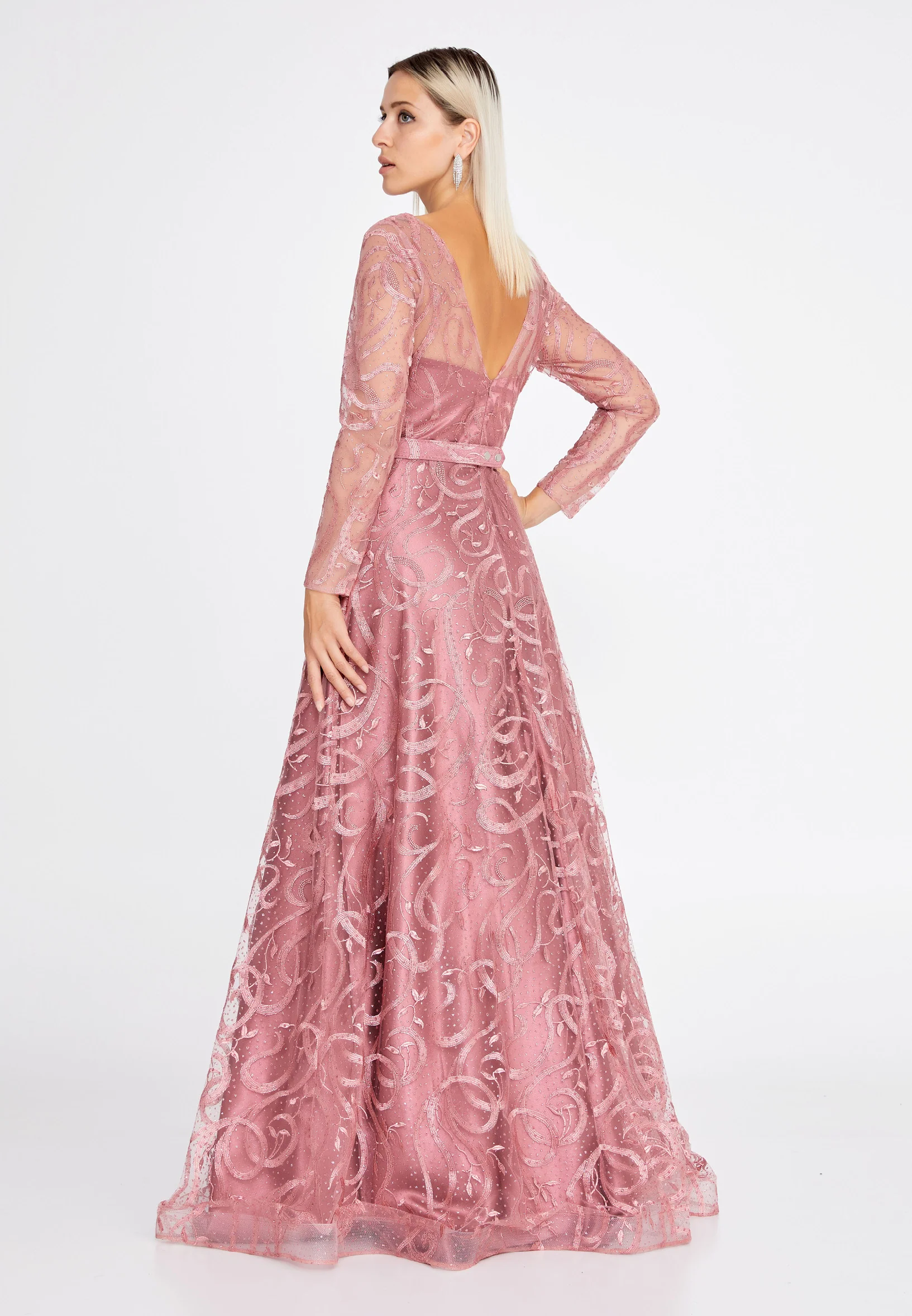 Long Sleeve Maxi Tulle Mermaid Regular Prom Dress bql2459 - Image 6