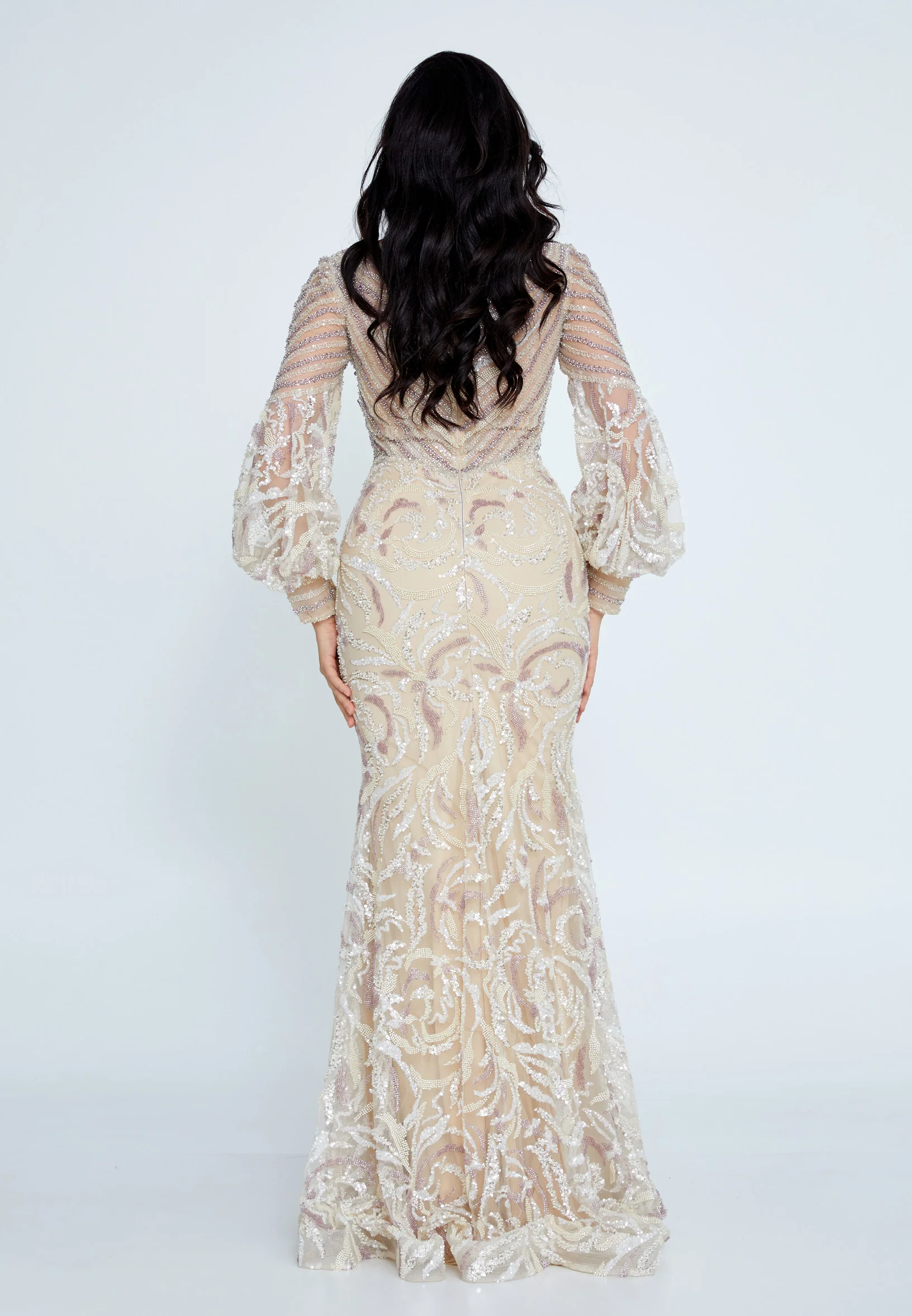 Long Sleeve Maxi Tulle Mermaid Regular Prom Dress mti1011 - Image 2