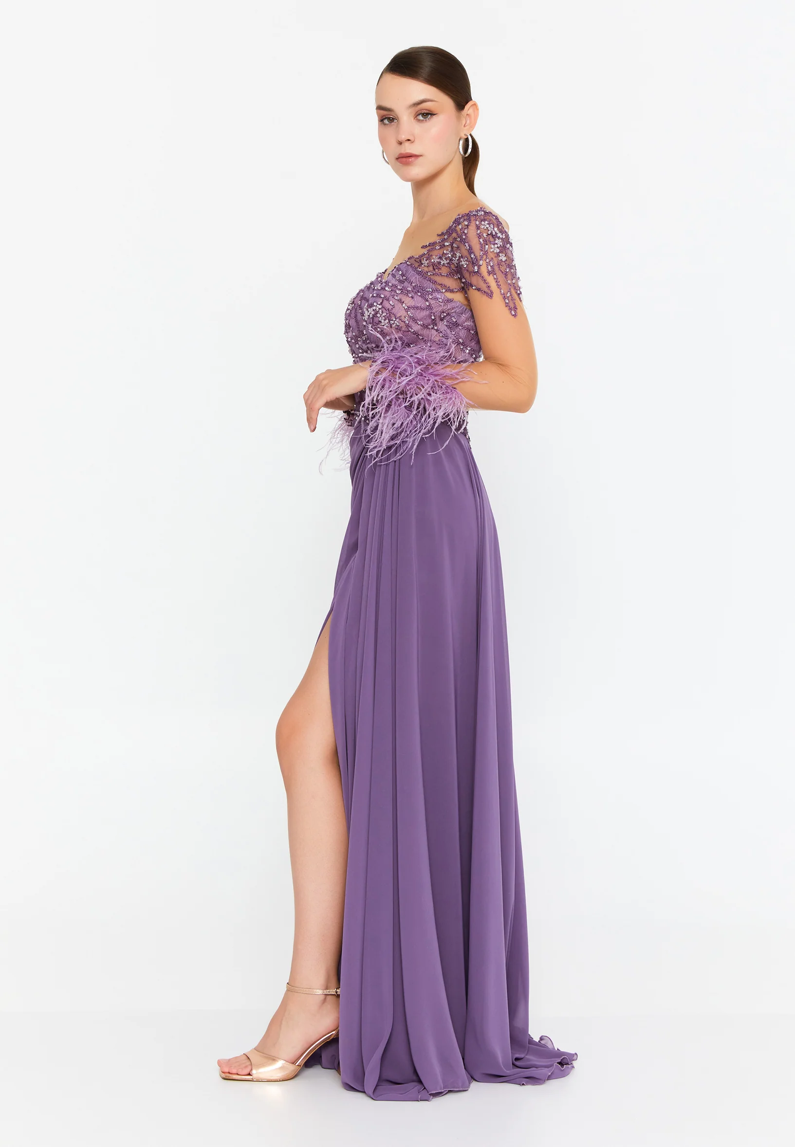 Long Sleeve Maxi Tulle Mermaid Regular Prom Dress omn473 - Image 7
