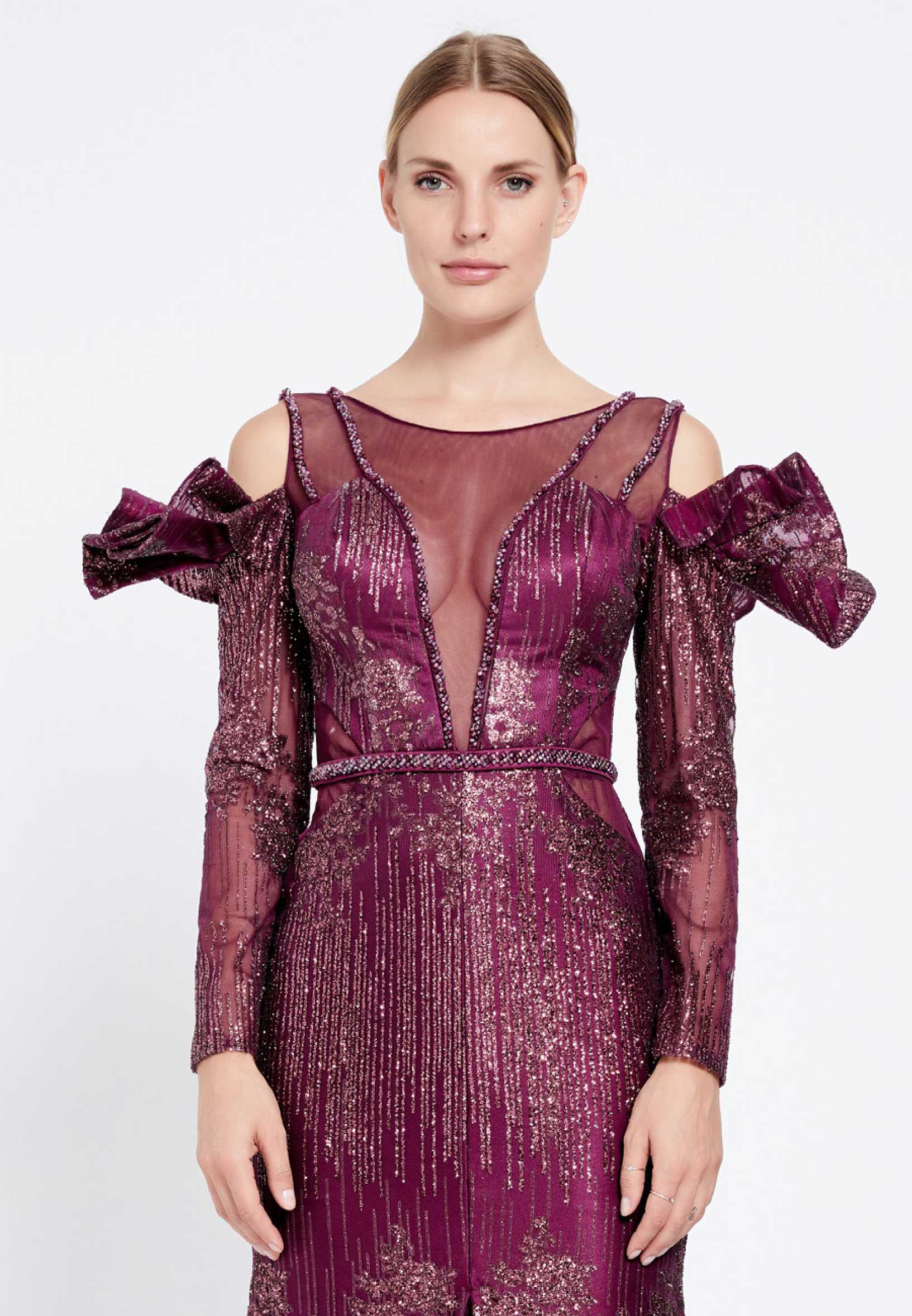 Long Sleeve Maxi Tulle Mermaid Regular Prom Dress rmn2753 - Image 12