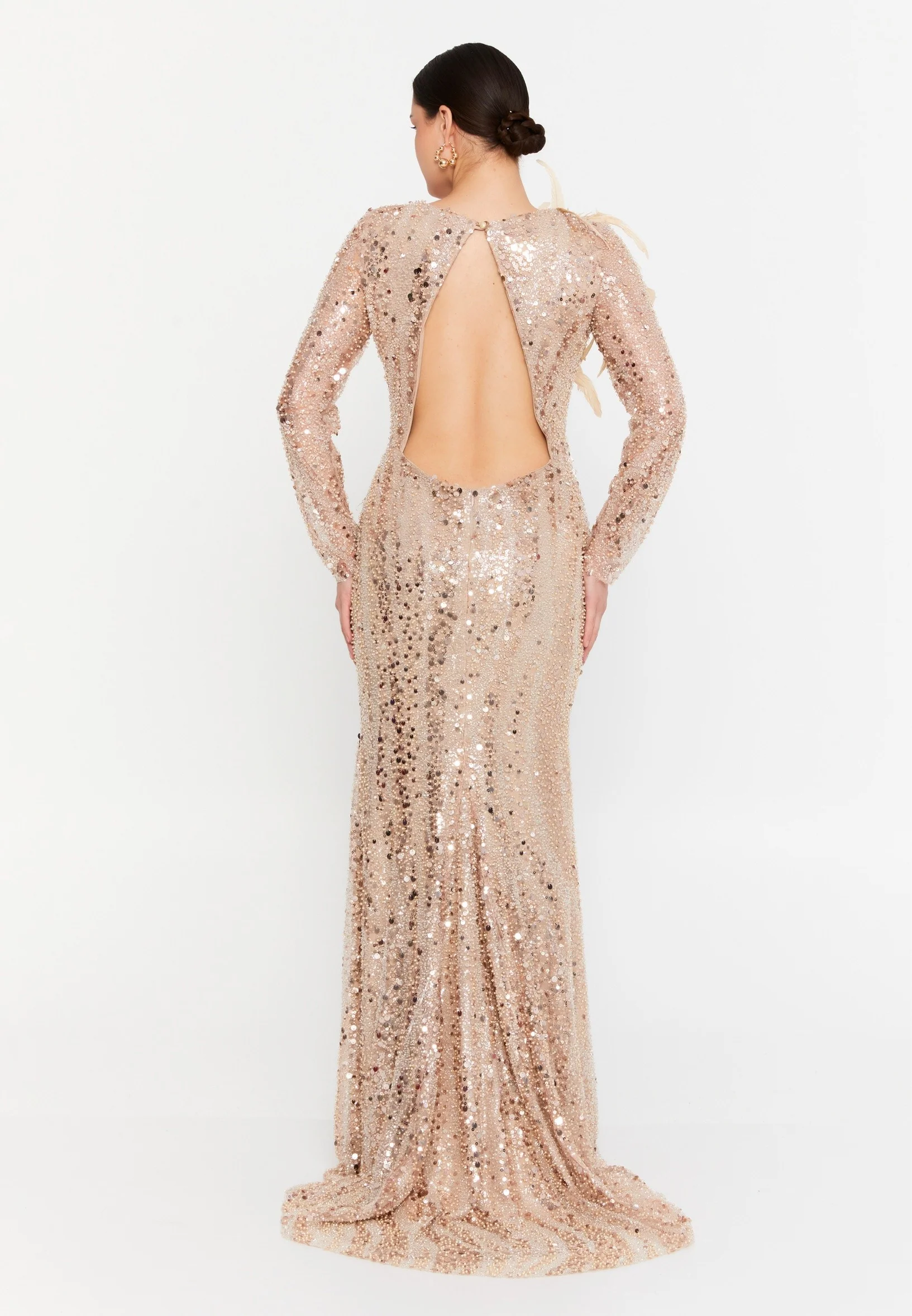 Long Sleeve Maxi Tulle Mermaid Regular Wedding Guest Dress aln1835 - Image 2