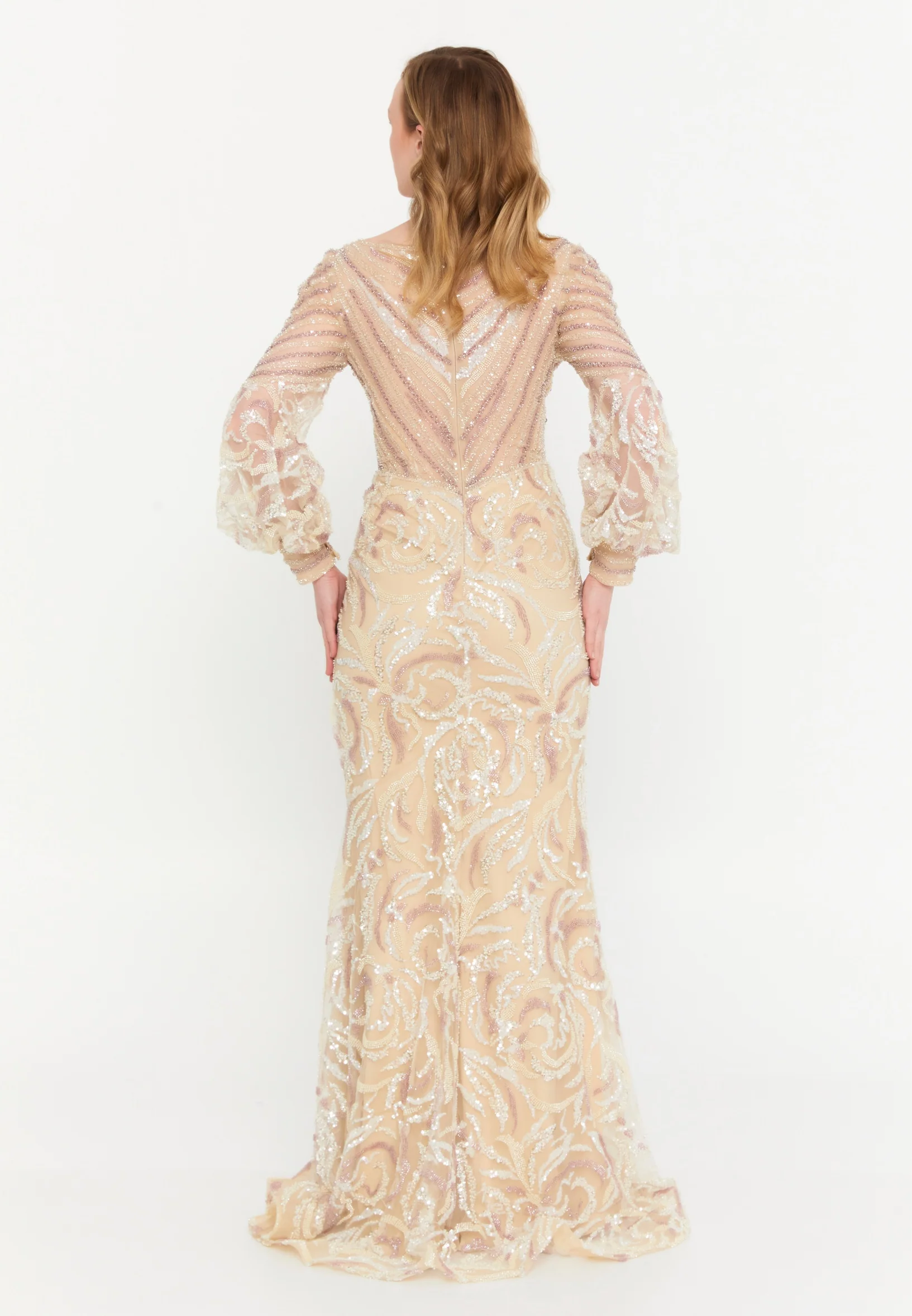 Long Sleeve Maxi Tulle Mermaid Regular Wedding Guest Dress mtc1011k - Image 2