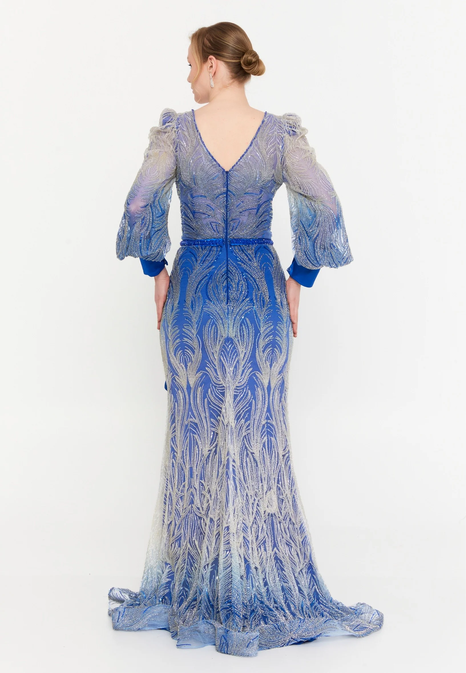 Long Sleeve Maxi Tulle Mermaid Regular Wedding Guest Dress mtc1081 - Image 2