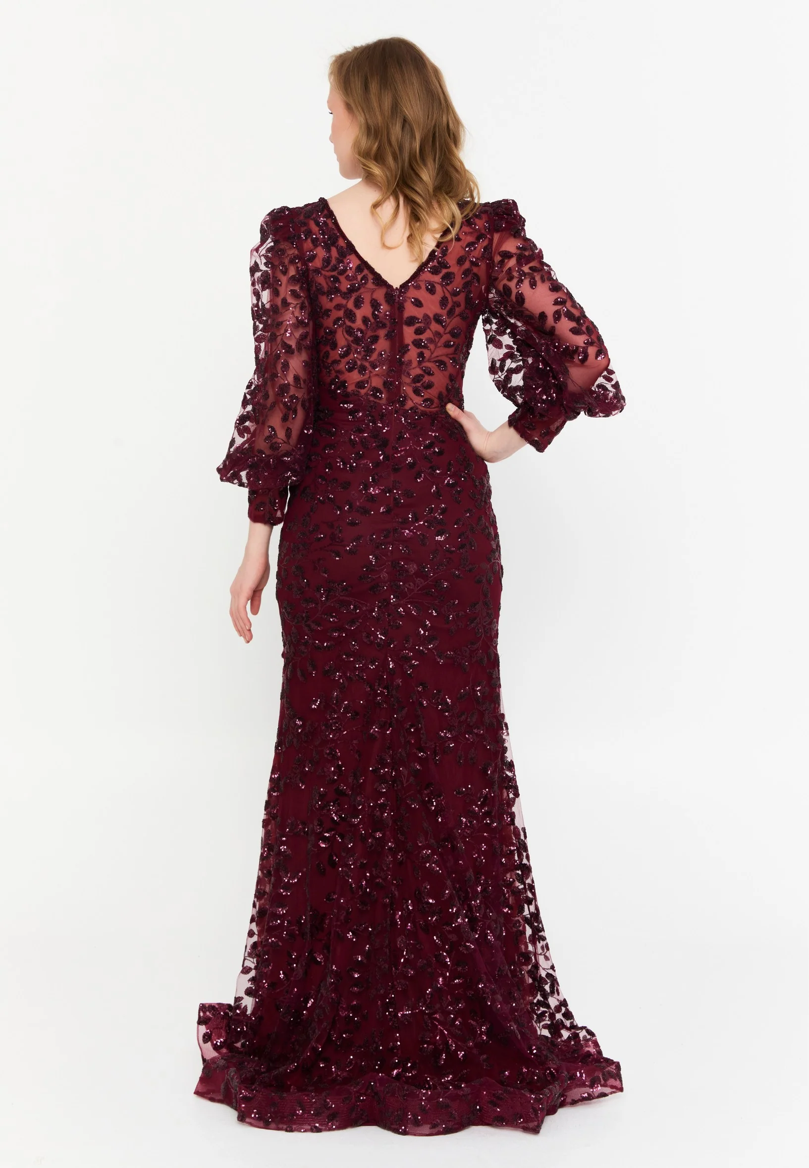Long Sleeve Maxi Tulle Mermaid Regular Wedding Guest Dress mtc1094 - Image 14