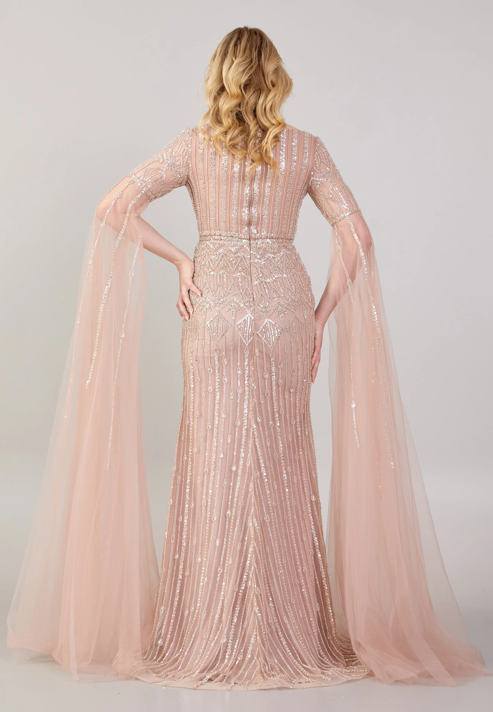 Long Sleeve Maxi Tulle Mermaid Regular Wedding Guest Dress mti030112 - Image 10