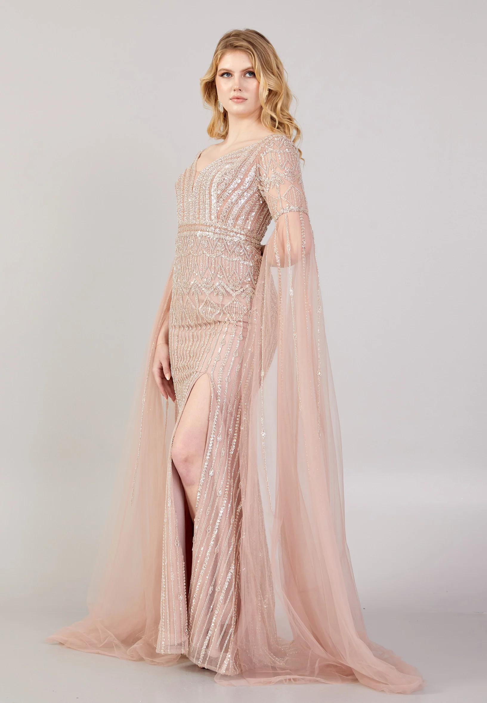 Long Sleeve Maxi Tulle Mermaid Regular Wedding Guest Dress mti030112 - Image 11