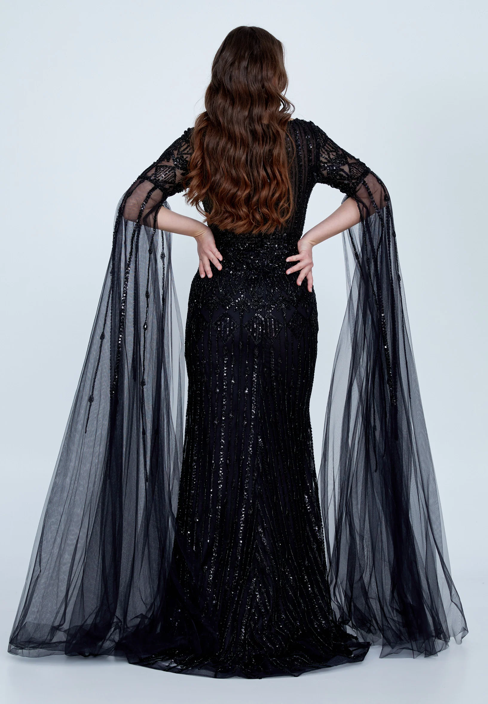 Long Sleeve Maxi Tulle Mermaid Regular Wedding Guest Dress mti030112 - Image 2