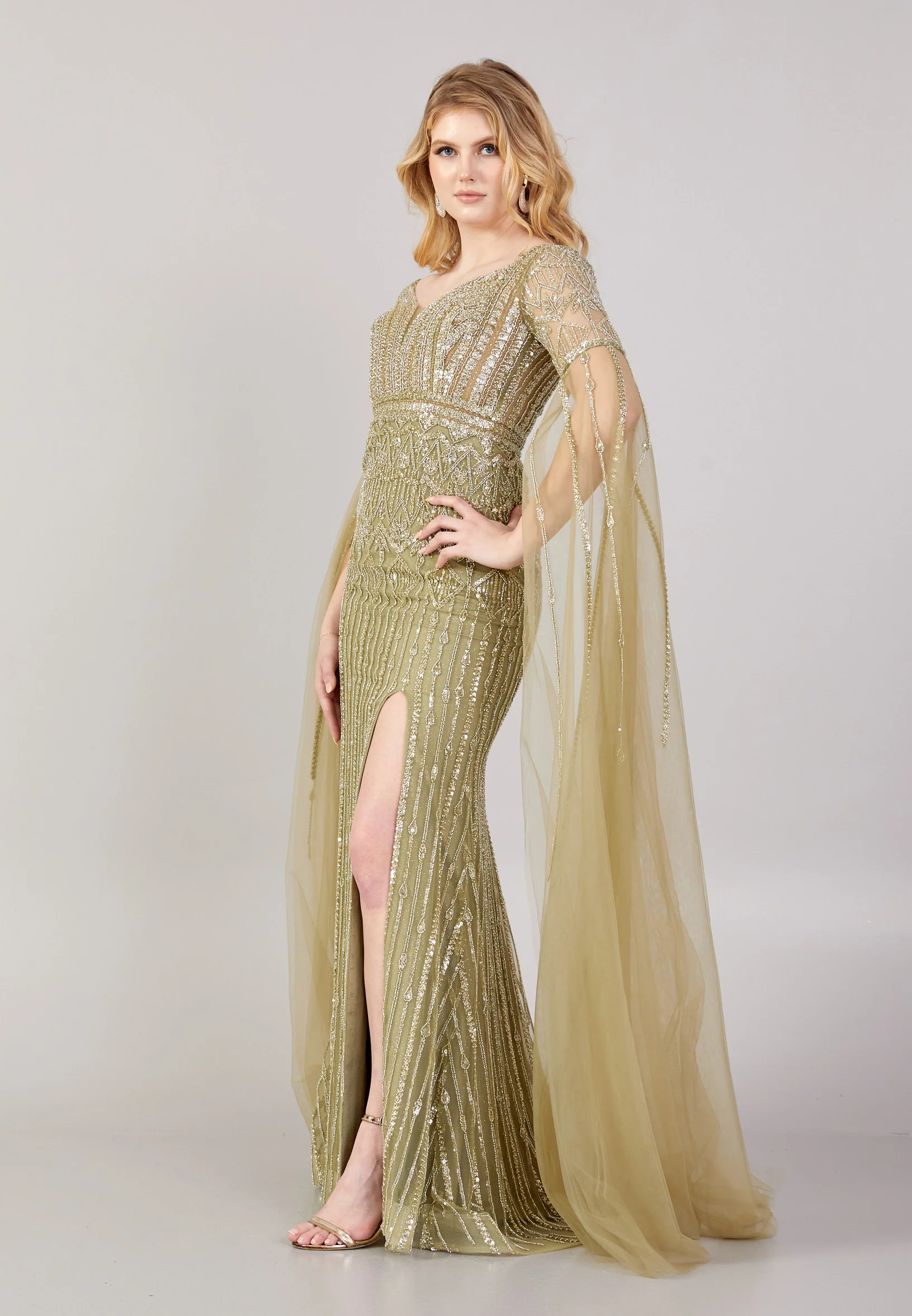 Long Sleeve Maxi Tulle Mermaid Regular Wedding Guest Dress mti030112 - Image 7