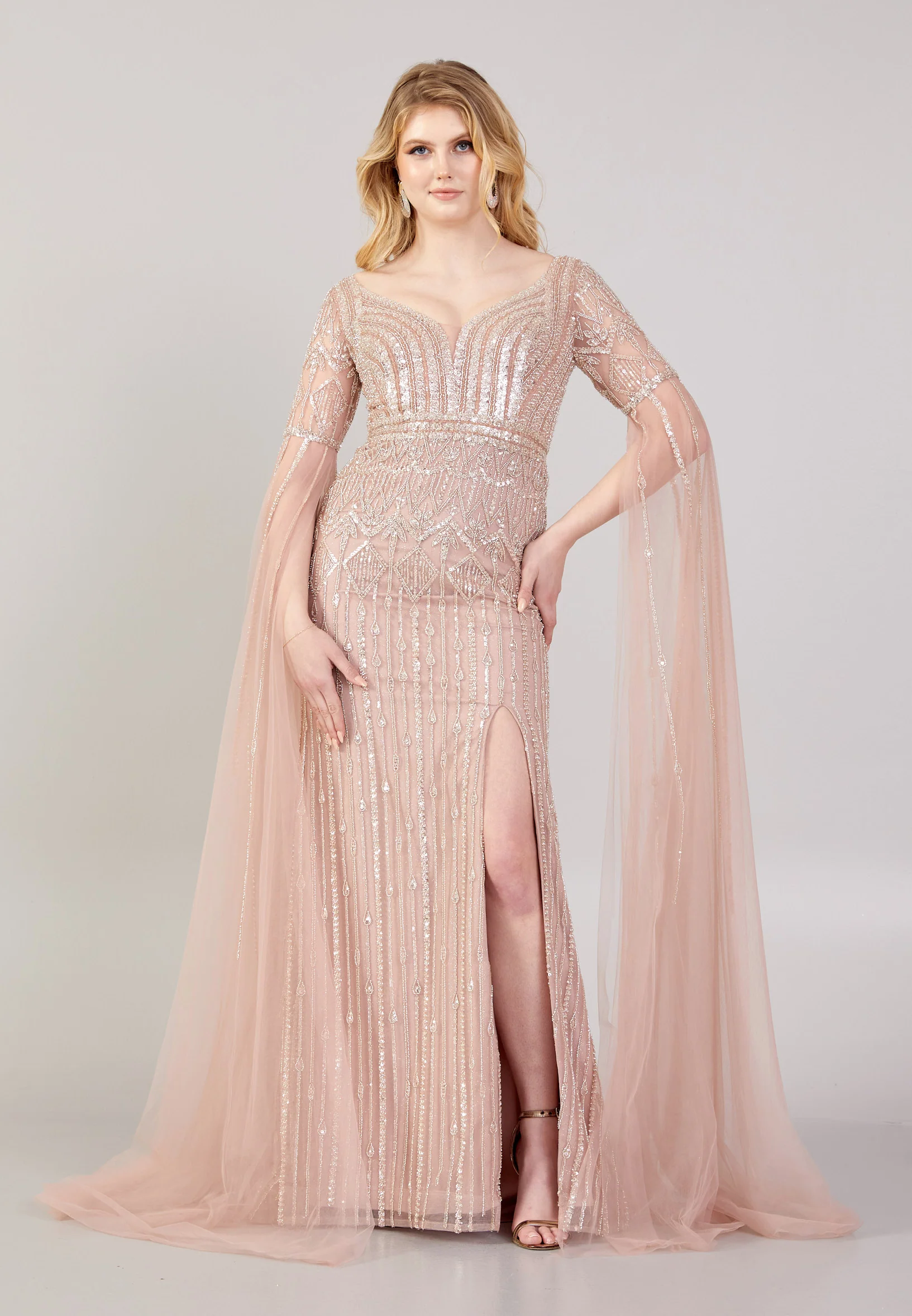 Long Sleeve Maxi Tulle Mermaid Regular Wedding Guest Dress mti030112 - Image 9
