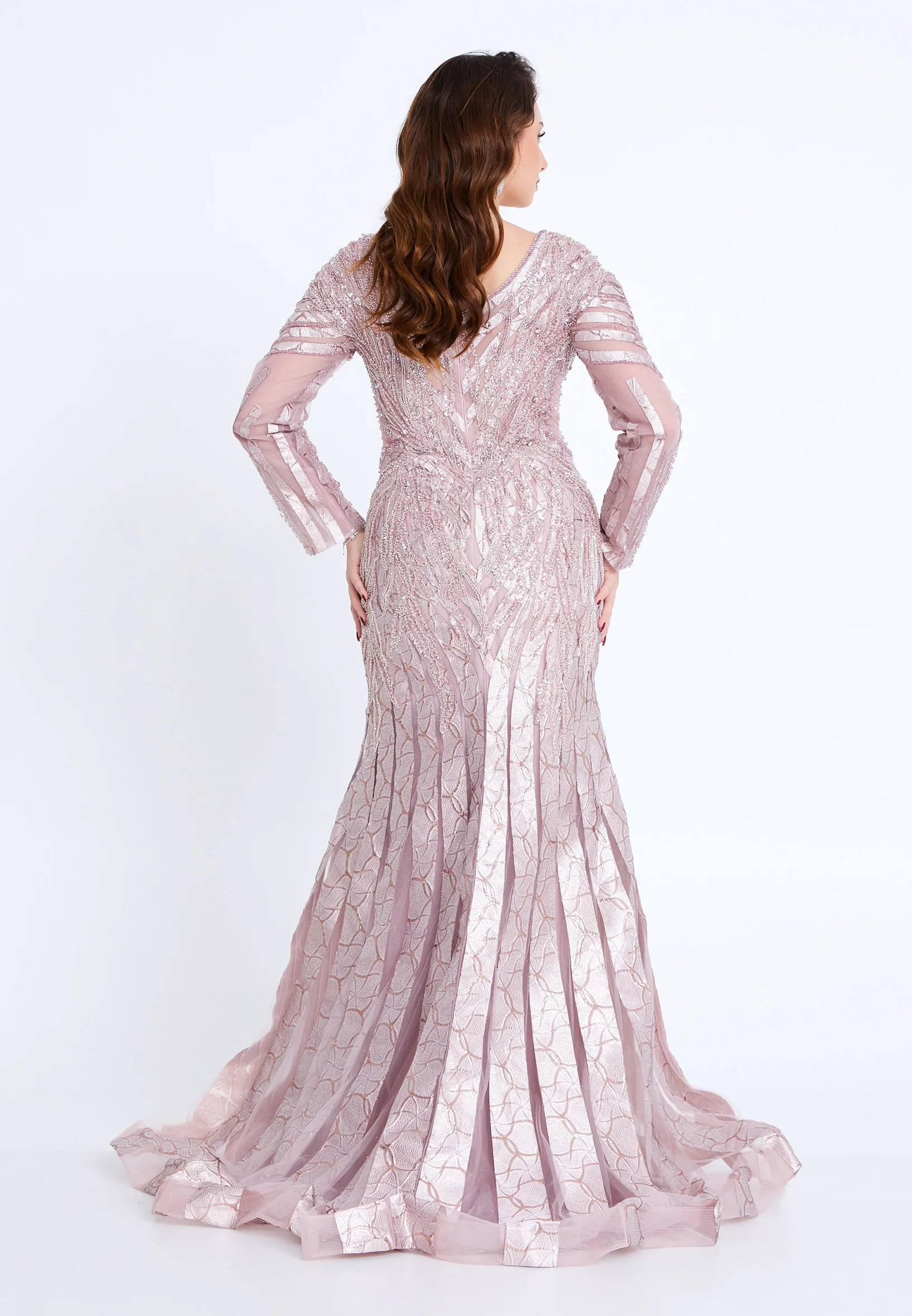 Long Sleeve Maxi Tulle Mermaid Regular Wedding Guest Dress mti1022 - Image 10