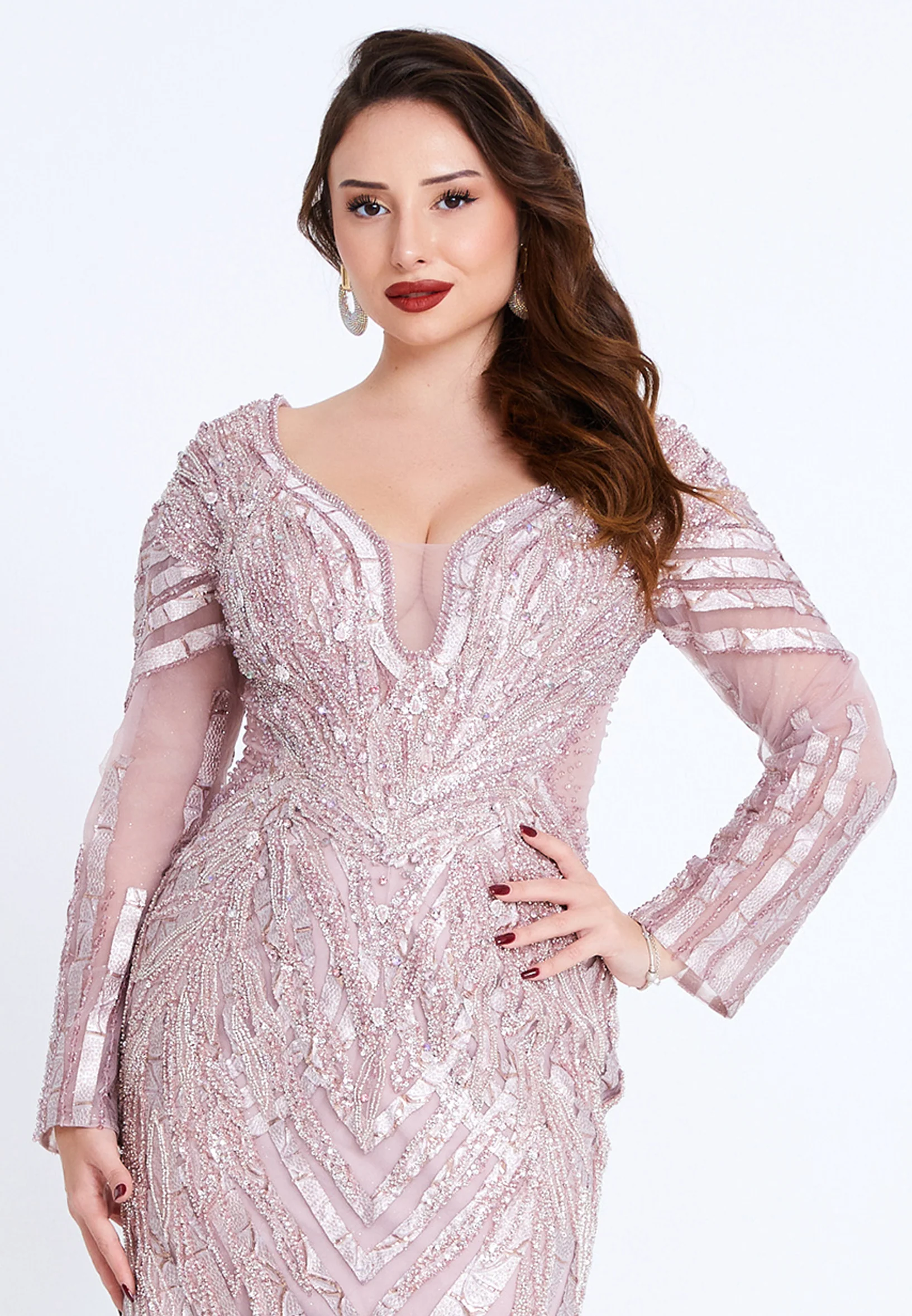 Long Sleeve Maxi Tulle Mermaid Regular Wedding Guest Dress mti1022 - Image 12