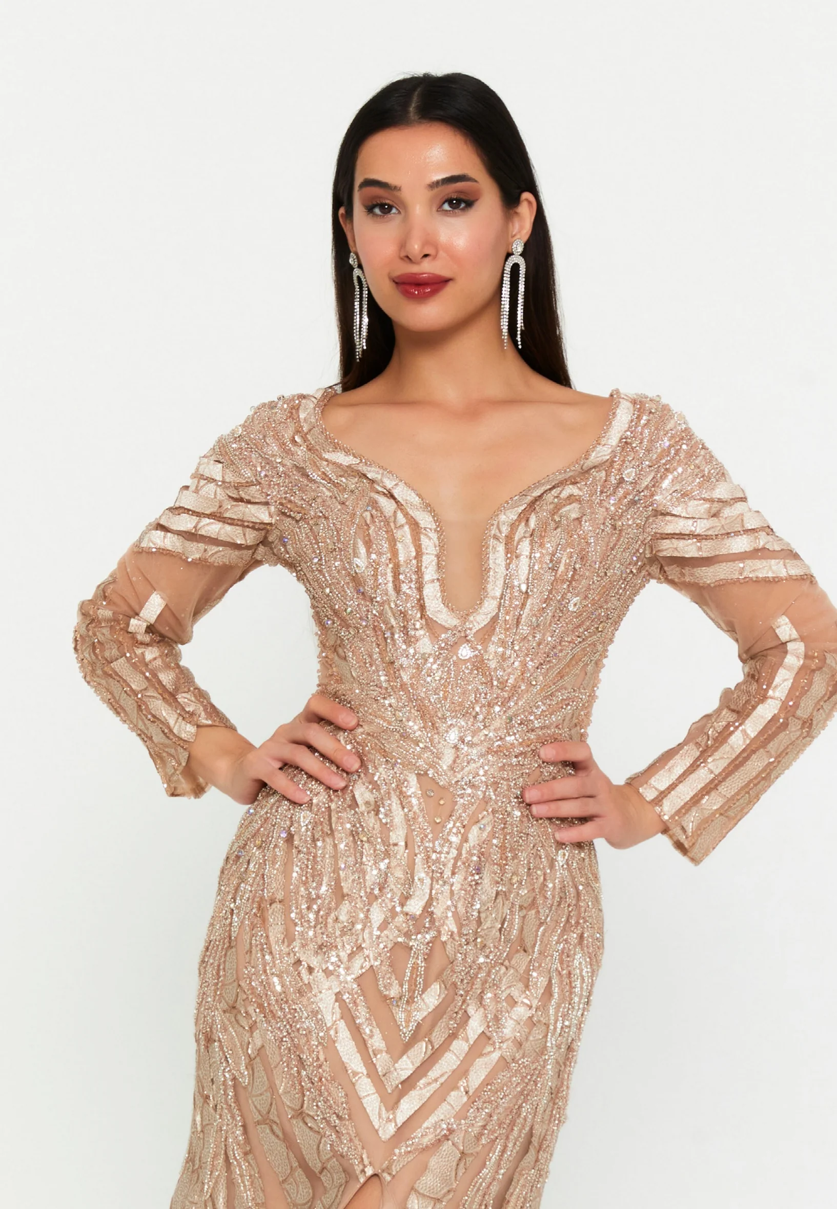 Long Sleeve Maxi Tulle Mermaid Regular Wedding Guest Dress mti1022 - Image 4