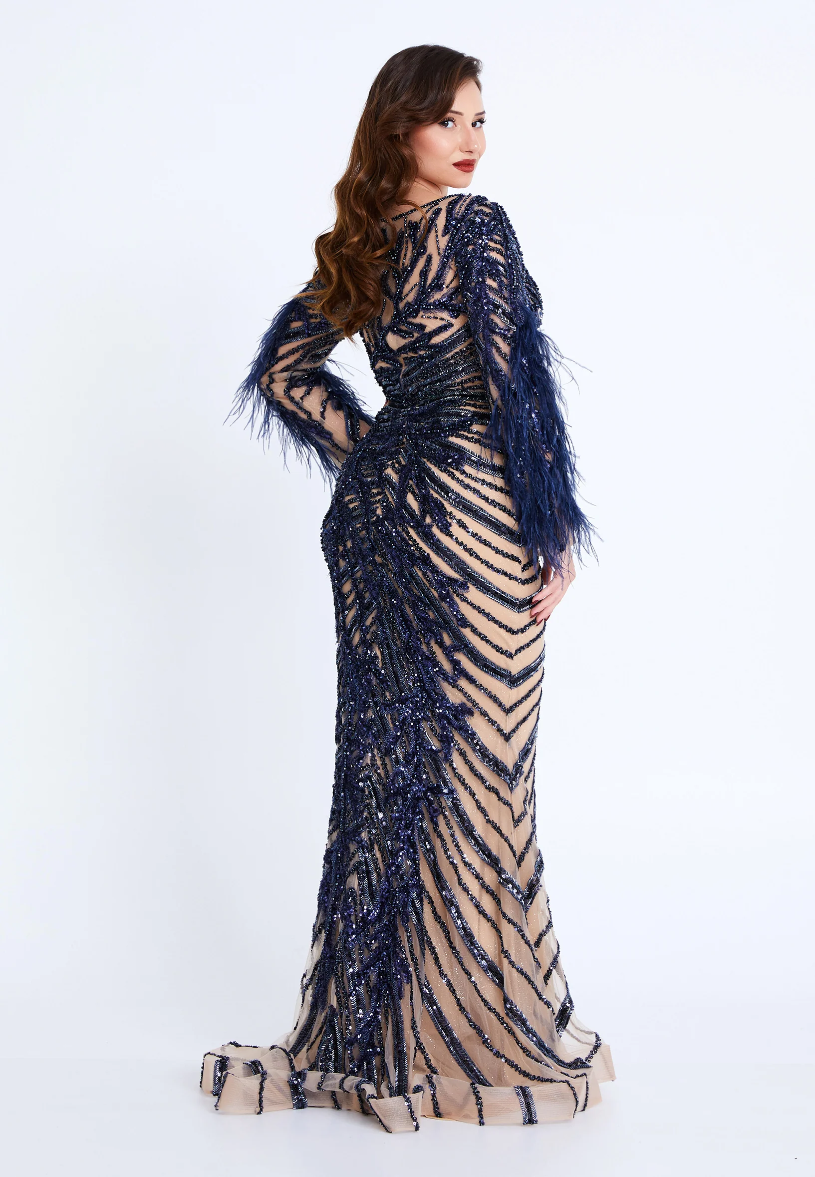 Long Sleeve Maxi Tulle Mermaid Regular Wedding Guest Dress mti1025 - Image 10