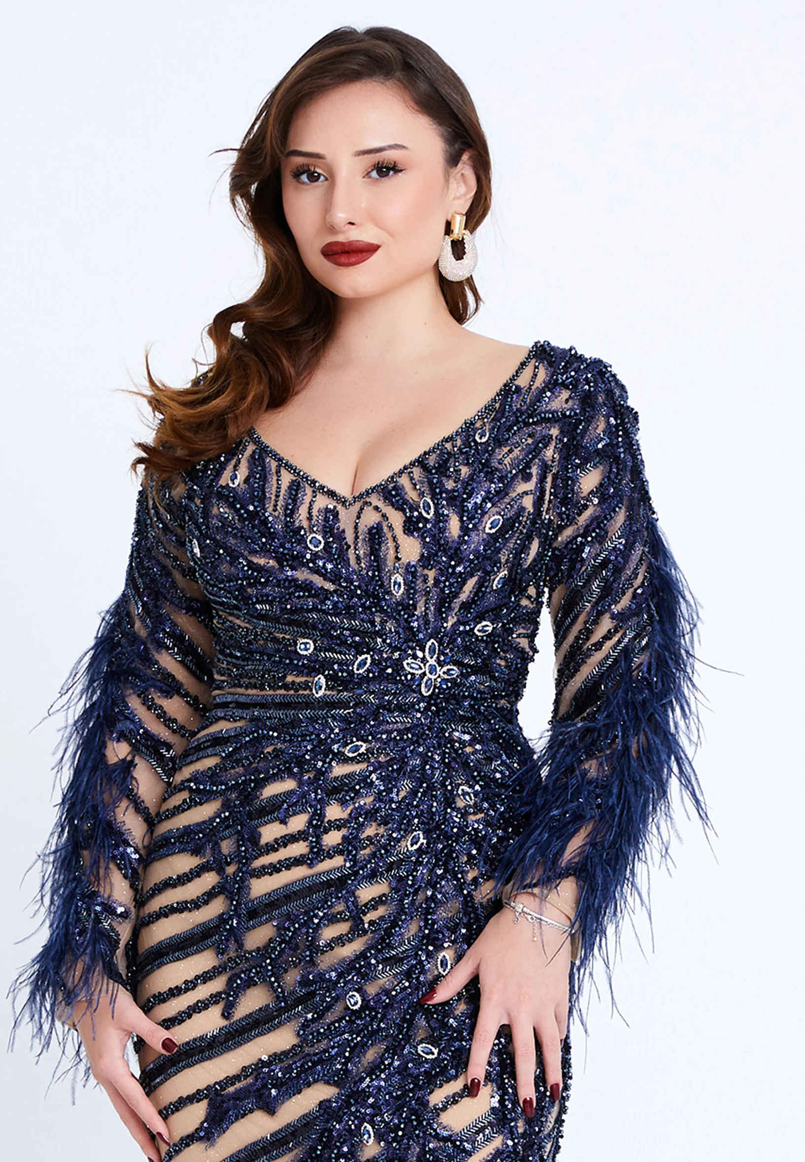 Long Sleeve Maxi Tulle Mermaid Regular Wedding Guest Dress mti1025 - Image 12