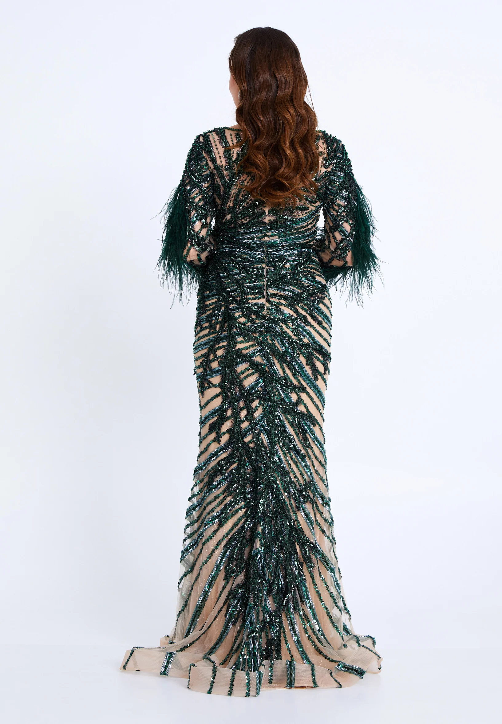 Long Sleeve Maxi Tulle Mermaid Regular Wedding Guest Dress mti1025 - Image 6