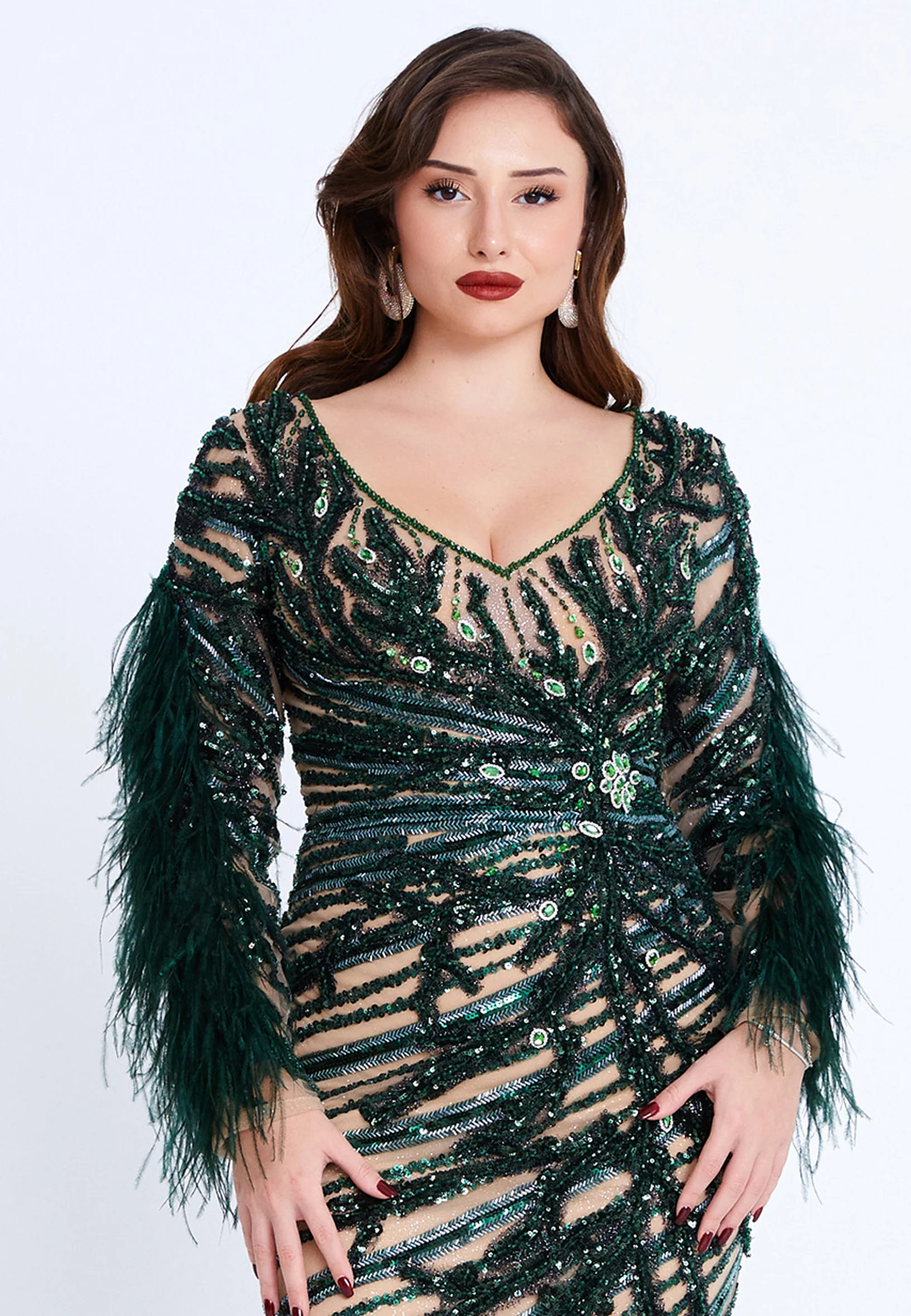 Long Sleeve Maxi Tulle Mermaid Regular Wedding Guest Dress mti1025 - Image 8