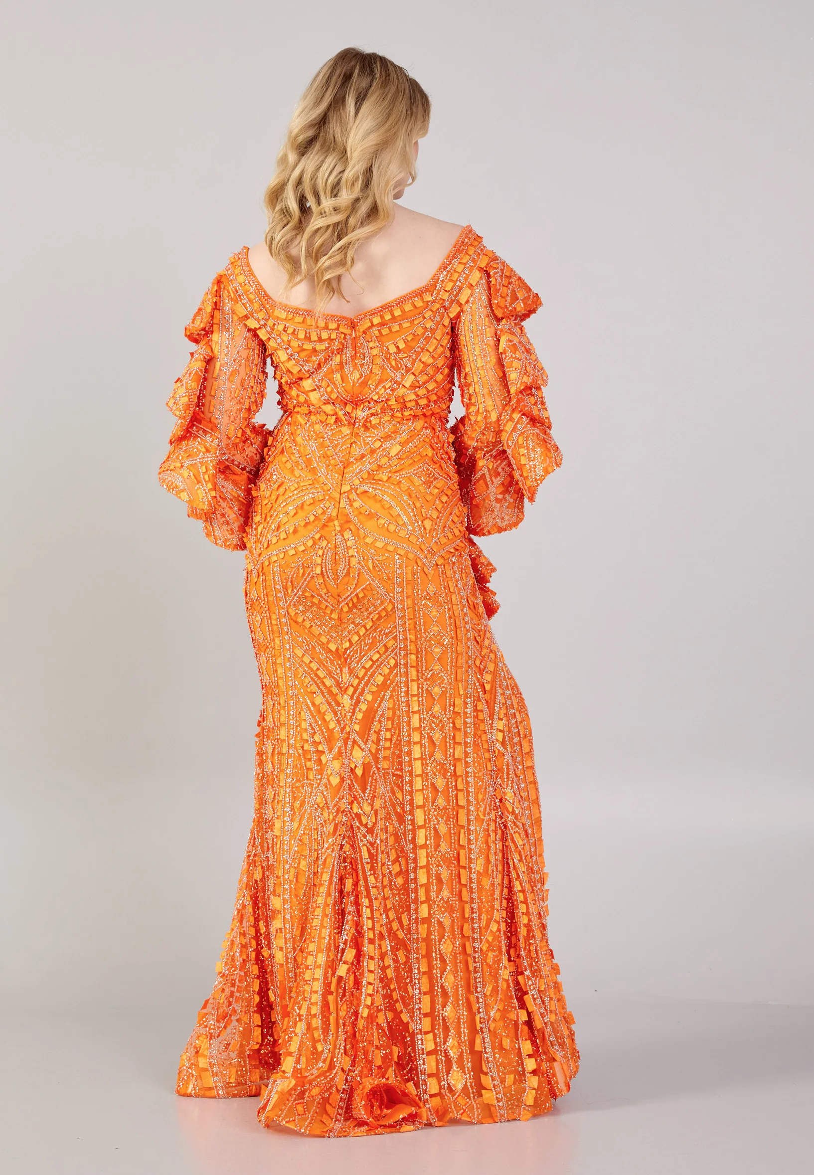 Long Sleeve Maxi Tulle Mermaid Regular Wedding Guest Dress mtihs23012 - Image 6