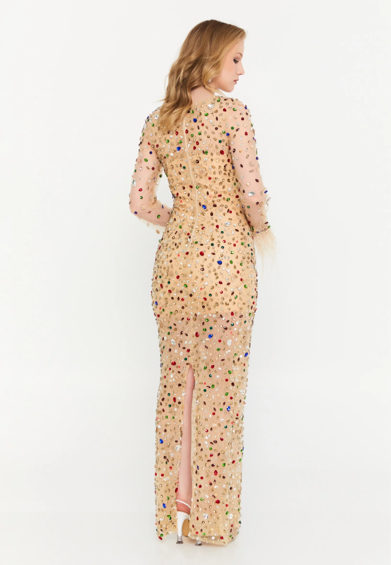 Long Sleeve Maxi Tulle Mermaid Regular Wedding Guest Dress mtr88198 - Image 2
