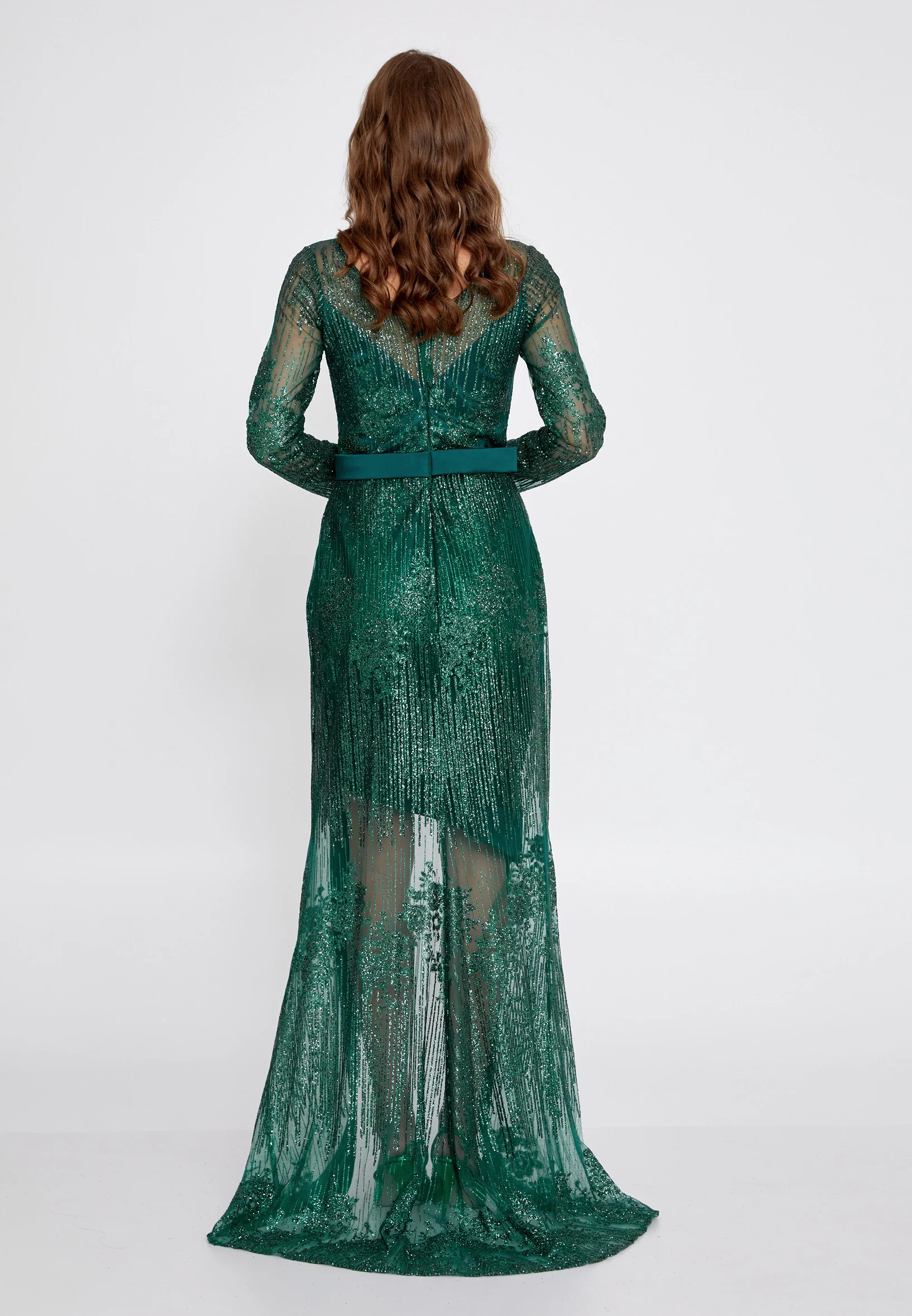 Long Sleeve Maxi Tulle Mermaid Regular Wedding Guest Dress rmn2653-1 - Image 2