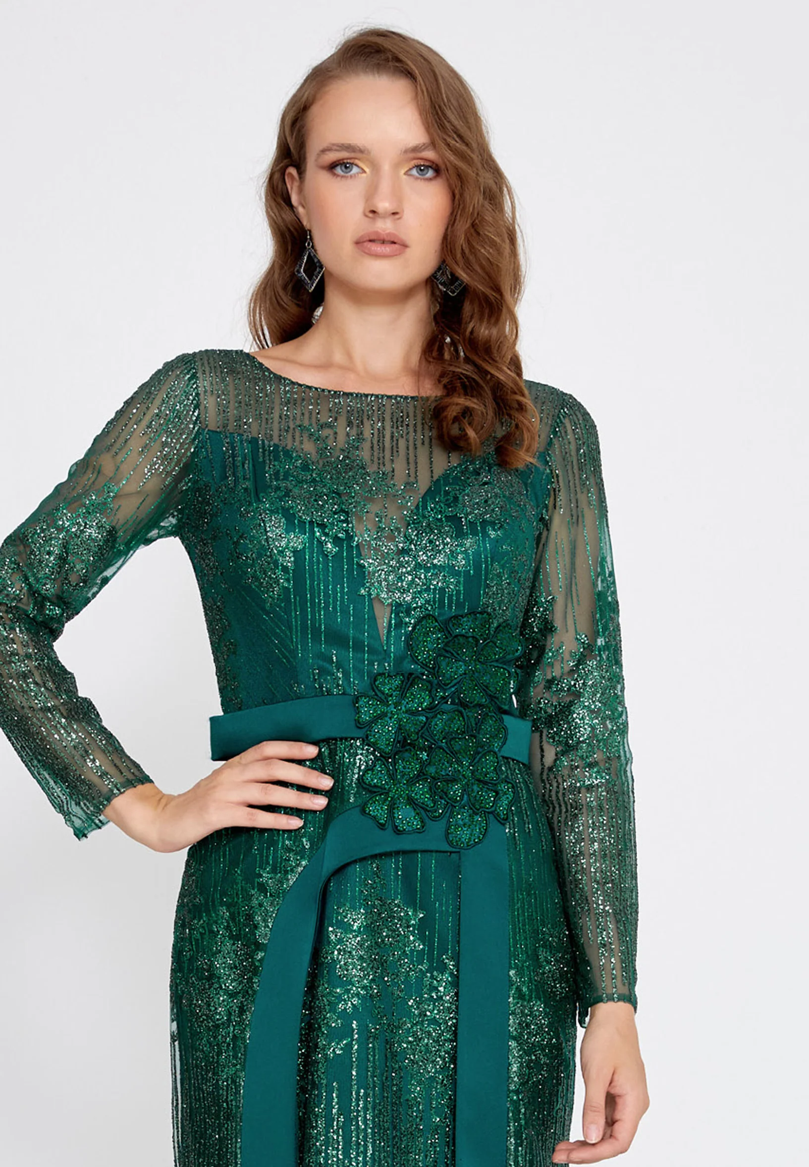 Long Sleeve Maxi Tulle Mermaid Regular Wedding Guest Dress rmn2653-1 - Image 4