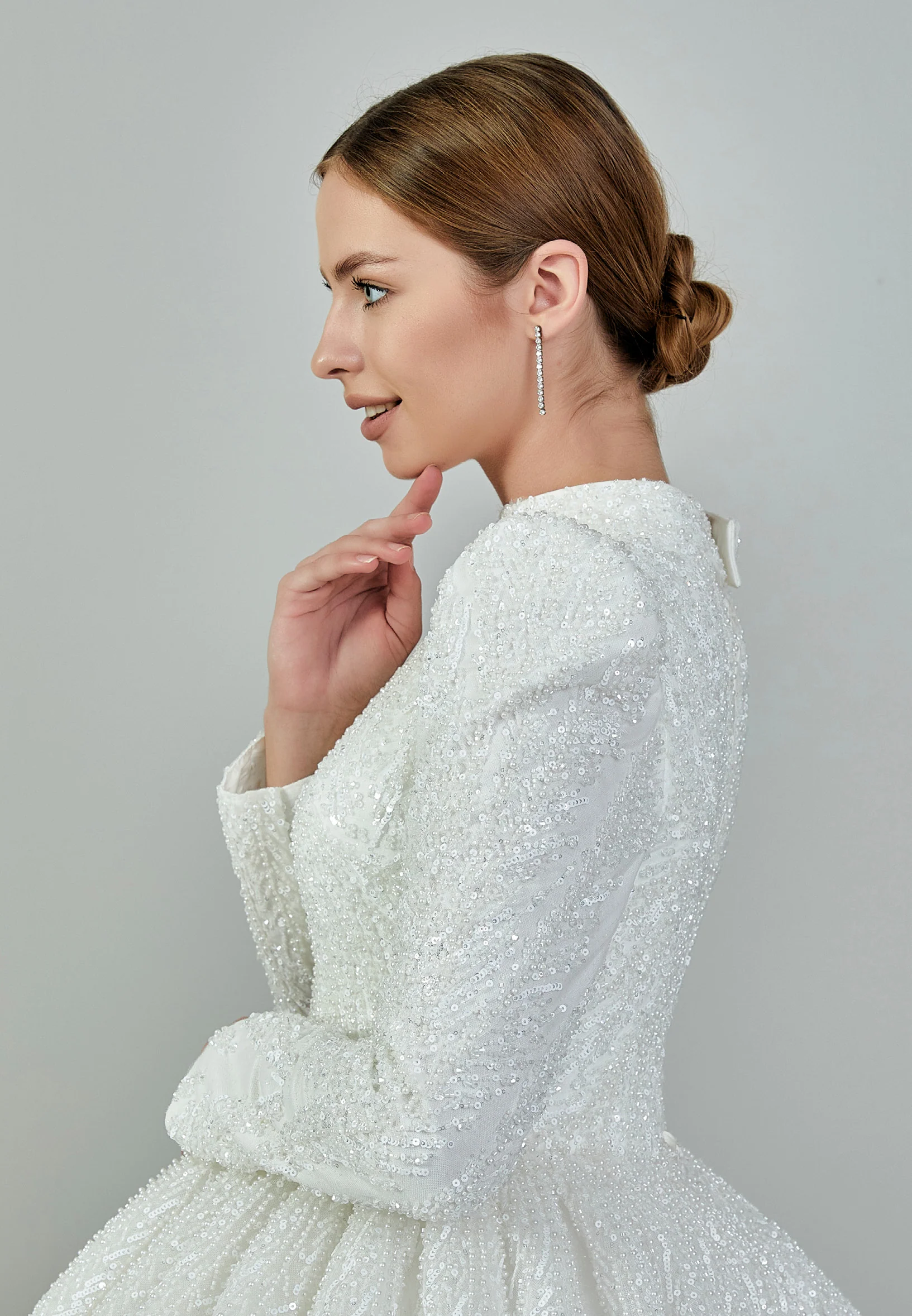 Long Sleeve Maxi Tulle Plus Size Wedding Dress blv27000 - Image 11