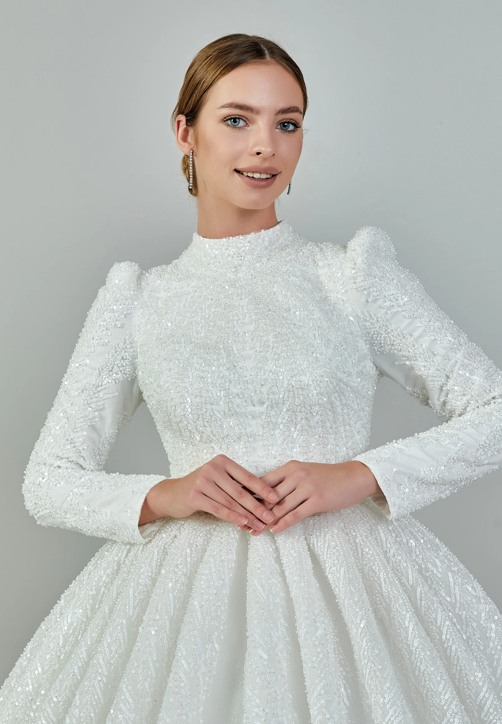 Long Sleeve Maxi Tulle Plus Size Wedding Dress blv27000 - Image 2