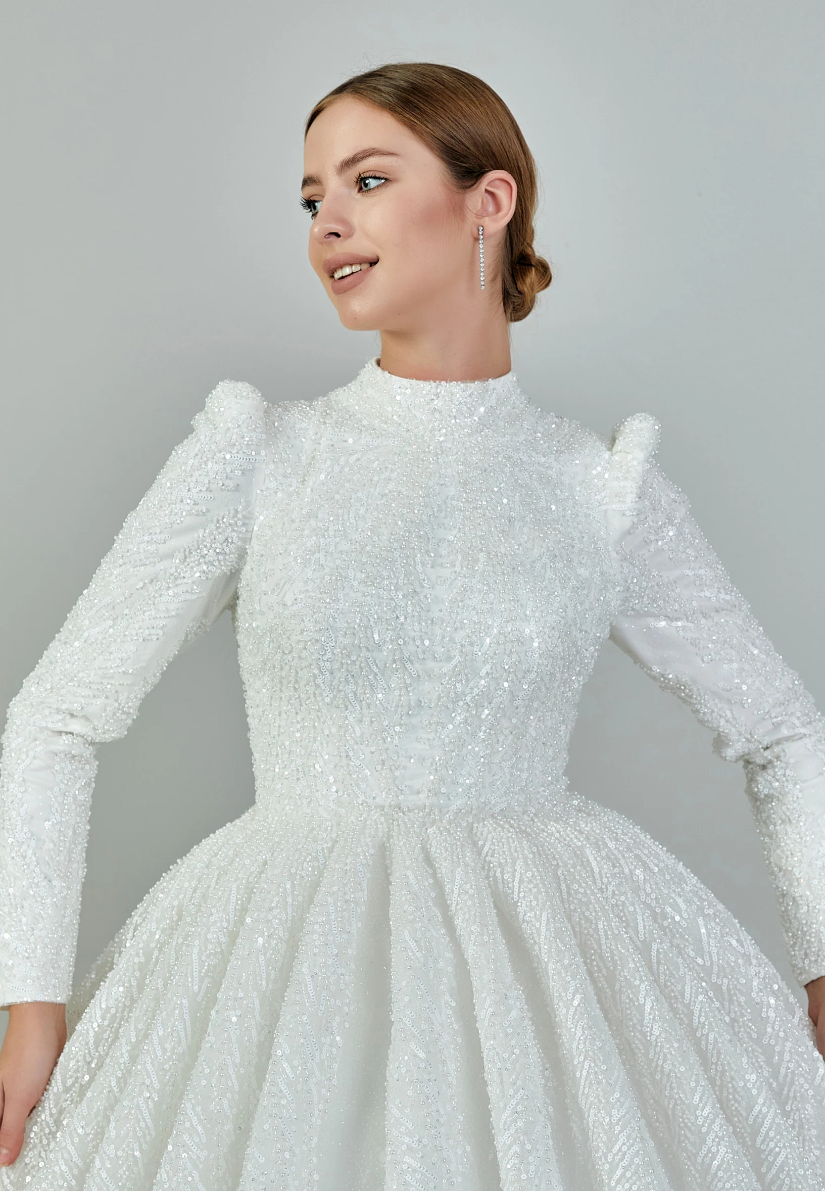 Long Sleeve Maxi Tulle Plus Size Wedding Dress blv27000 - Image 3