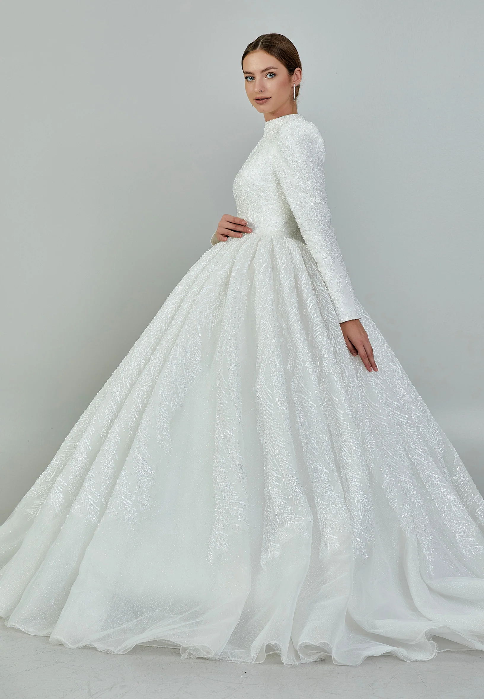 Long Sleeve Maxi Tulle Plus Size Wedding Dress blv27000 - Image 7