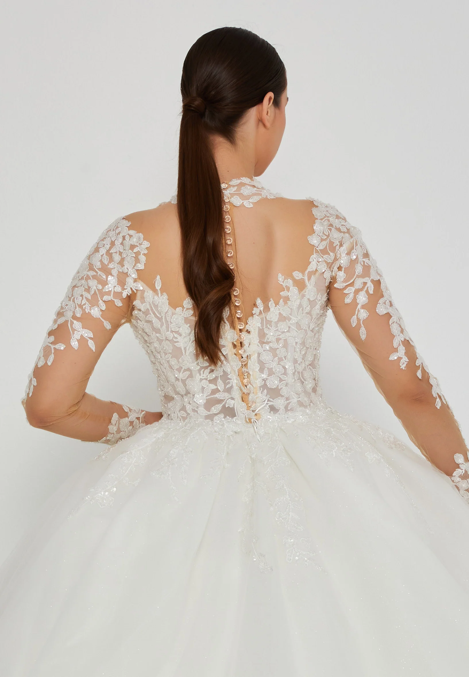 Long Sleeve Maxi Tulle Plus Size Wedding Dress blv360009 - Image 3