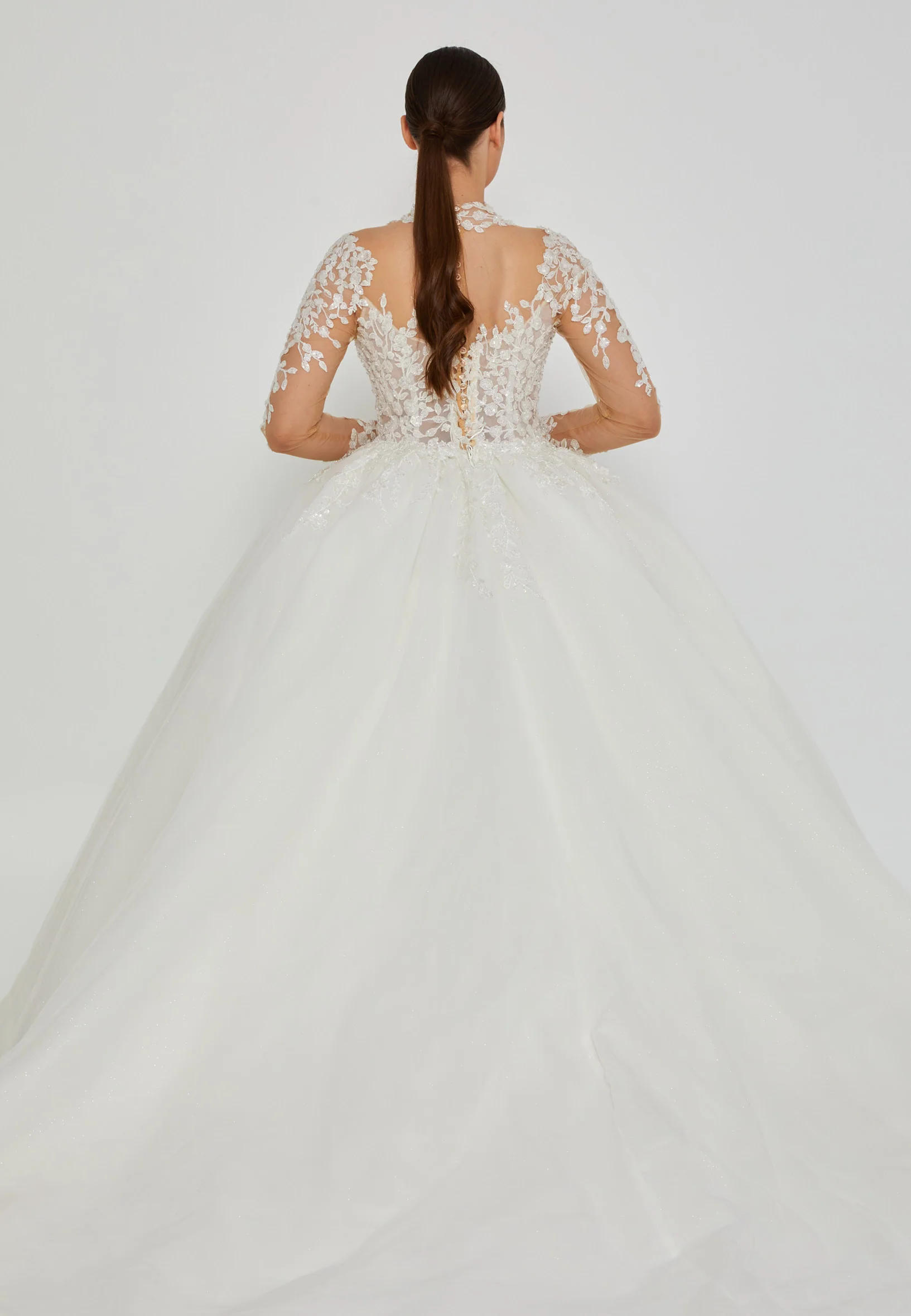 Long Sleeve Maxi Tulle Plus Size Wedding Dress blv360009 - Image 4